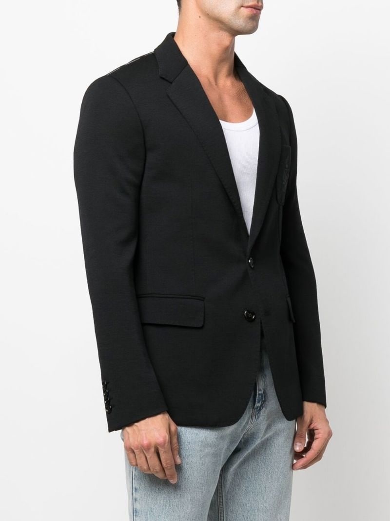 embroidered logo blazer - 6