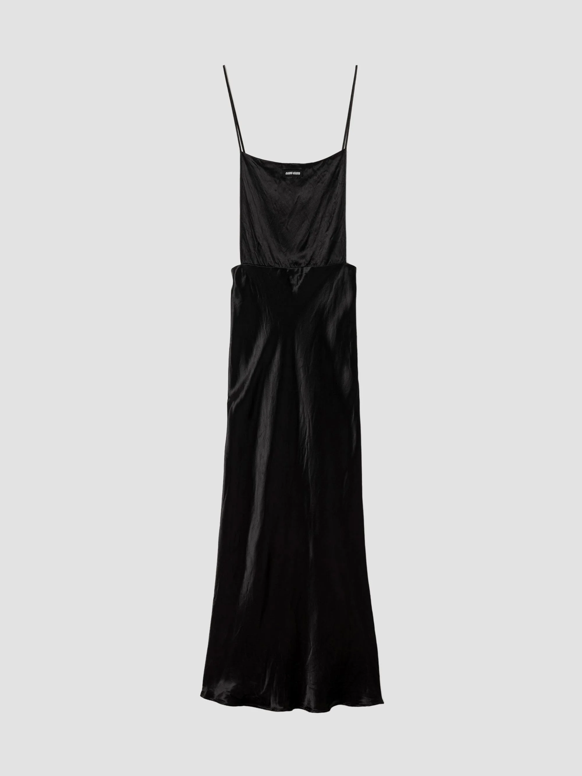 Women's Long Satin Dress - Black - 1