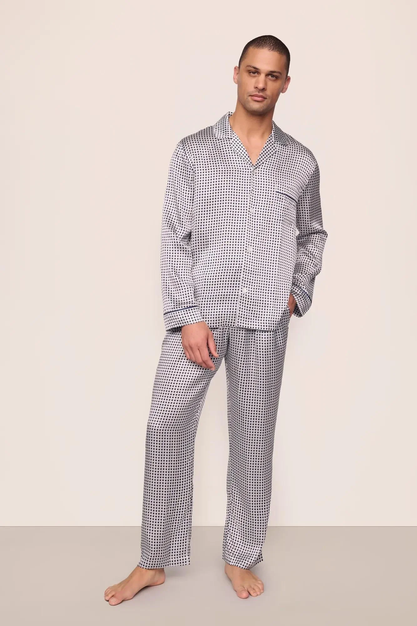 Charles Washable Silk Printed Long PJ Set - 1