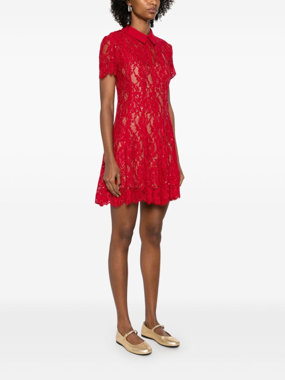 sequin lace mini dress - 3