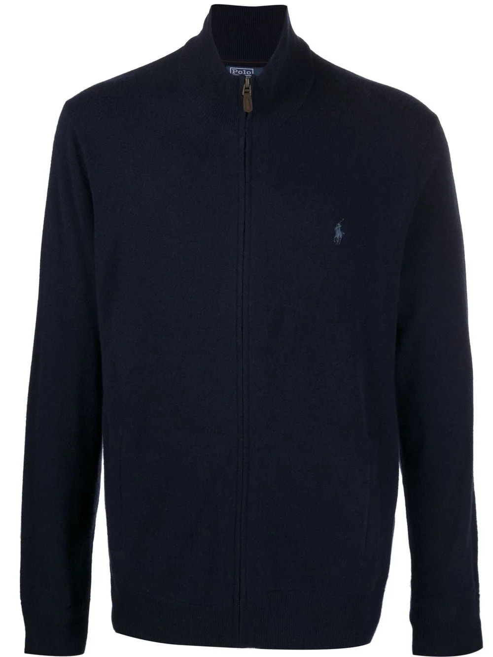 embroidered-logo zip-up cardigan - 1