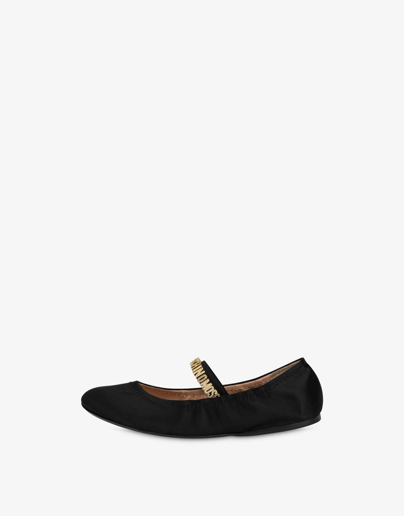 MINI LETTERING SATIN BALLET FLATS 2