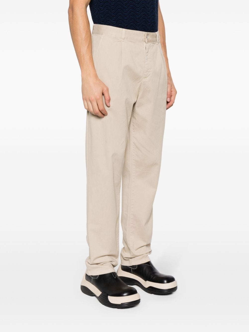 logo-embroidered mid-rise chinos - 3