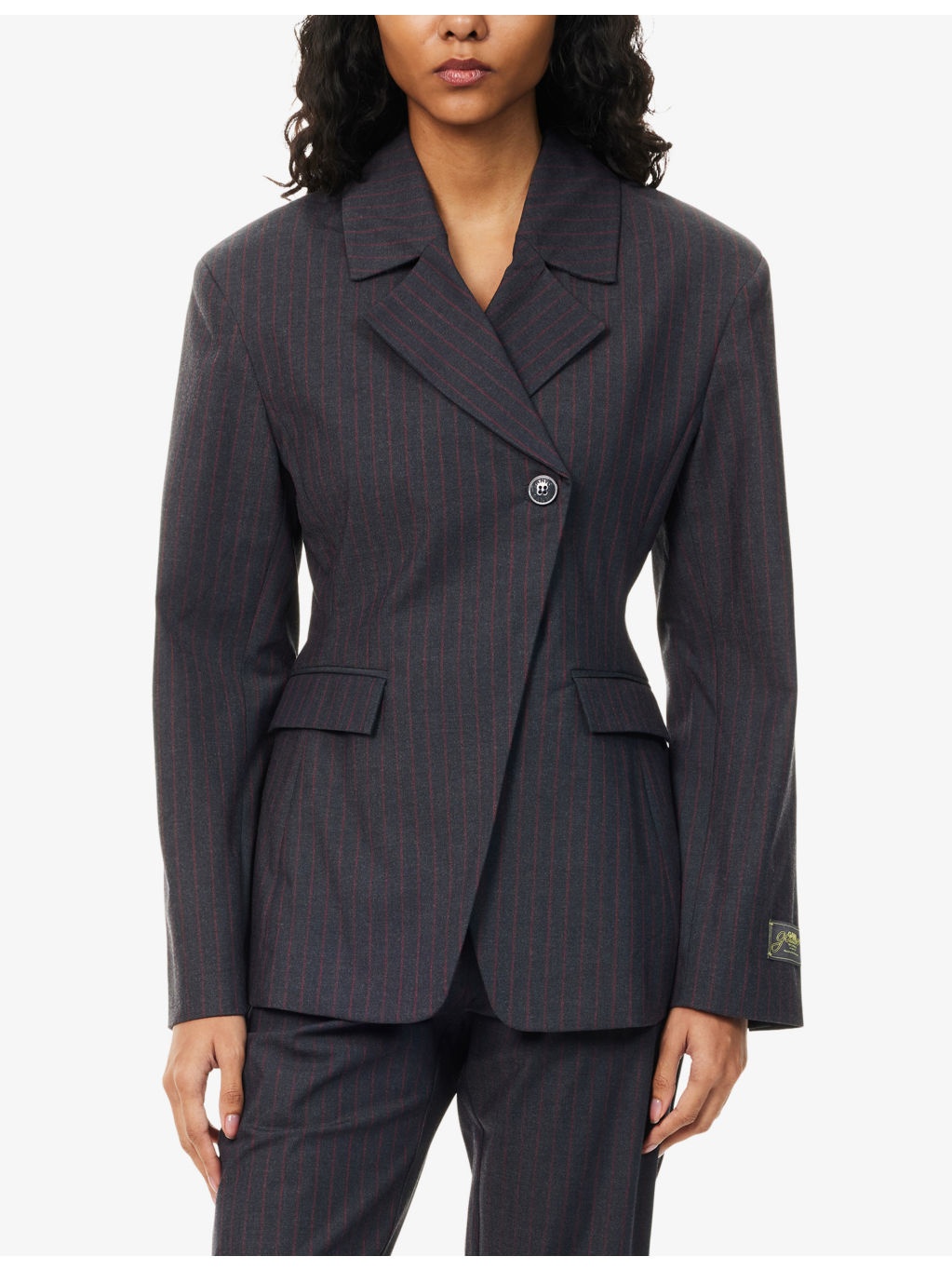 Striped Single-Breasted Woven Blazer - 3