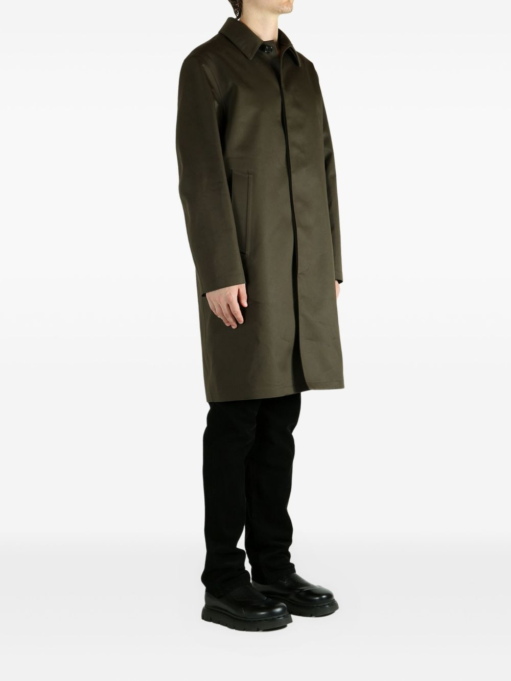 buttoned flap-pocket coat - 3