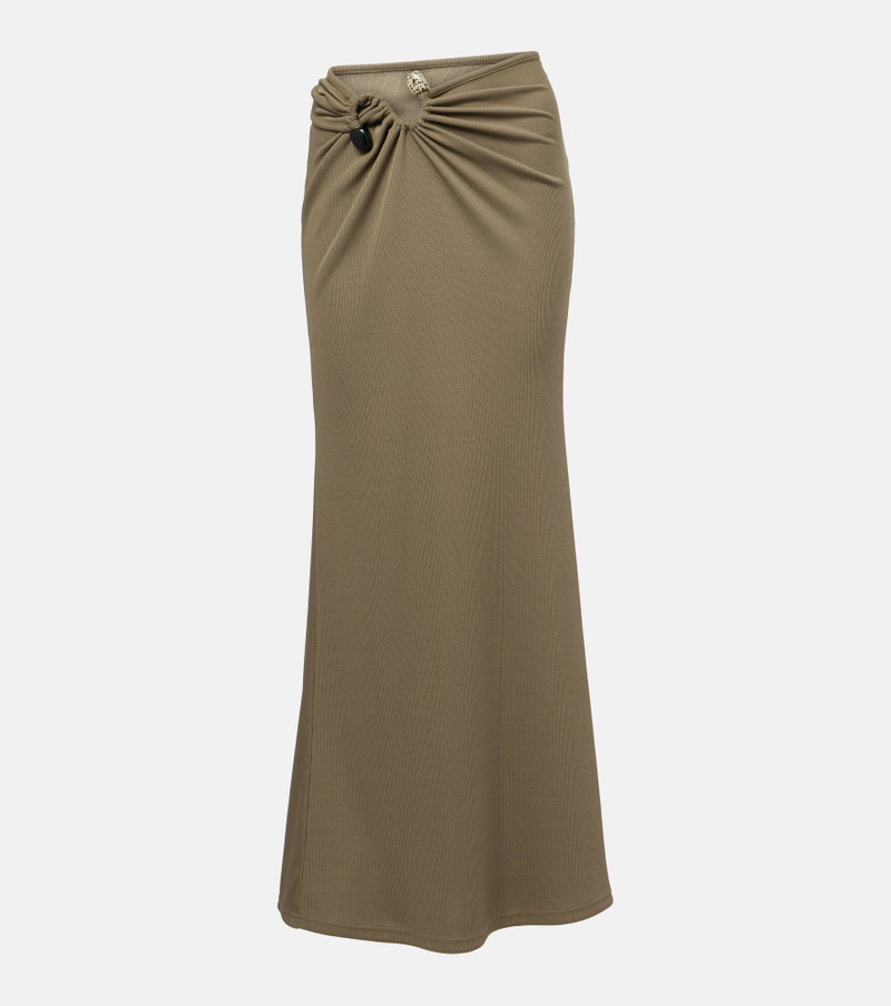 Embellished ruched jersey maxi skirt - 1