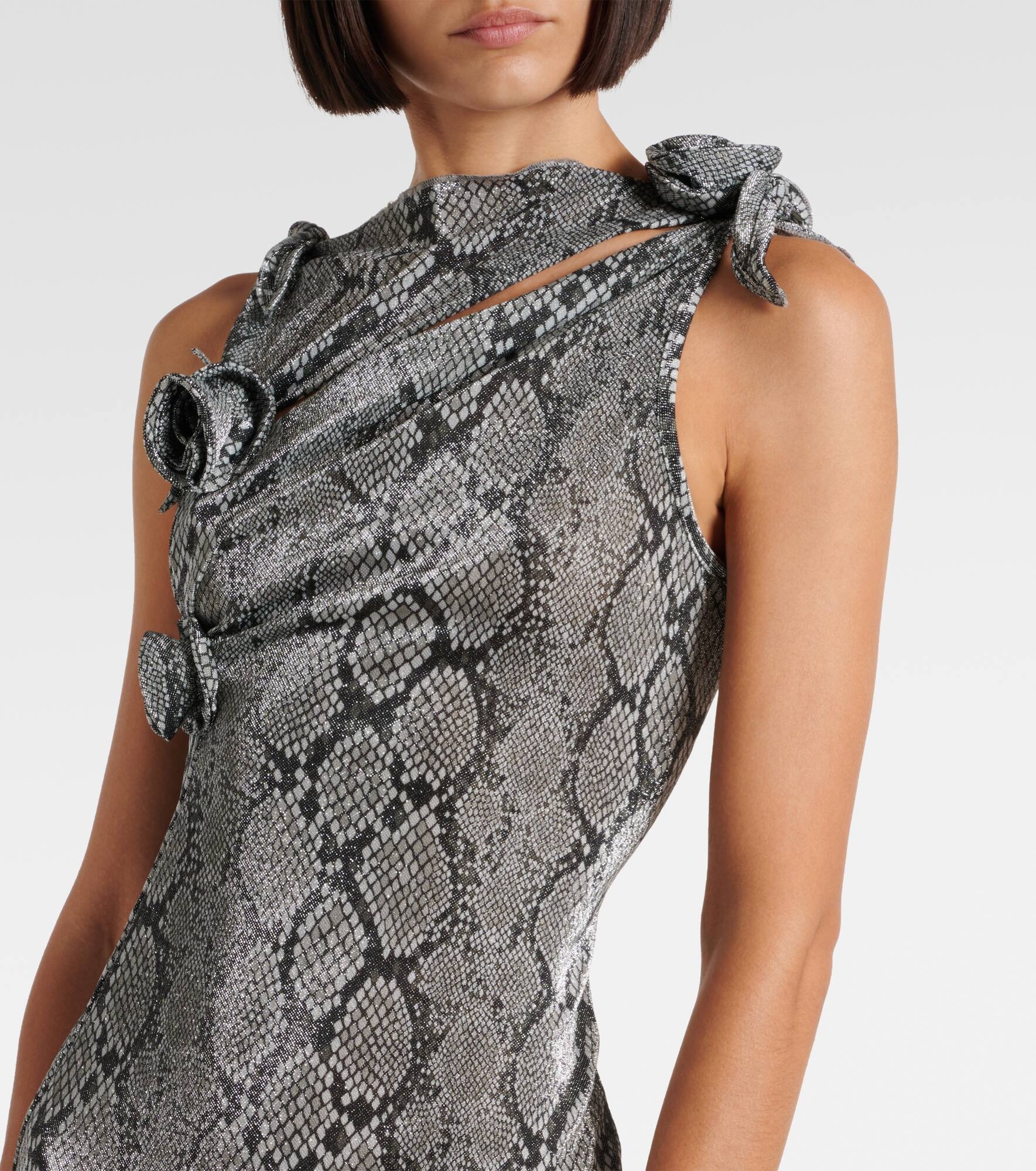 Snake-effect asymmetric maxi dress - 4