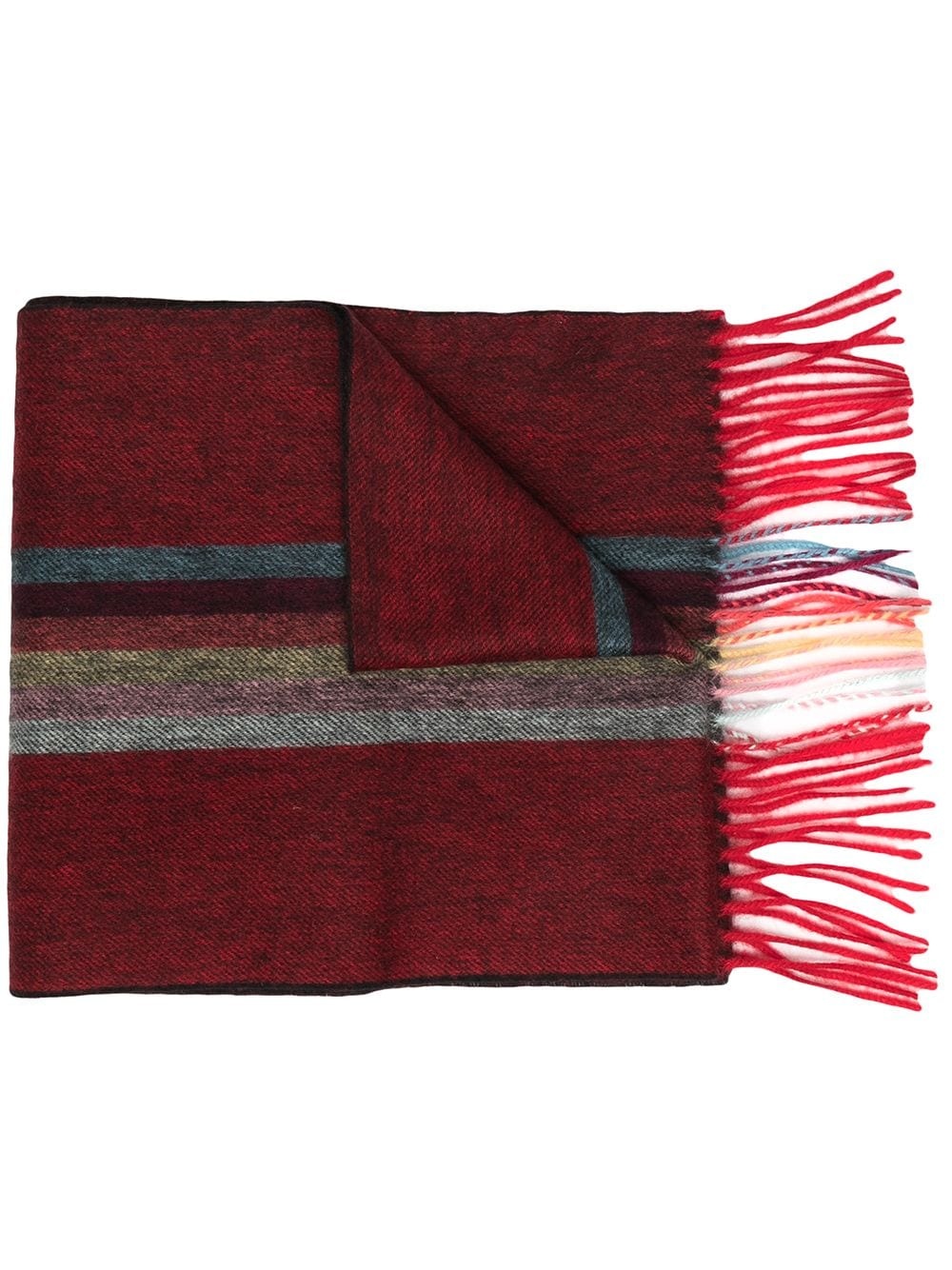 stripe-pattern fringe-edge scarf - 1