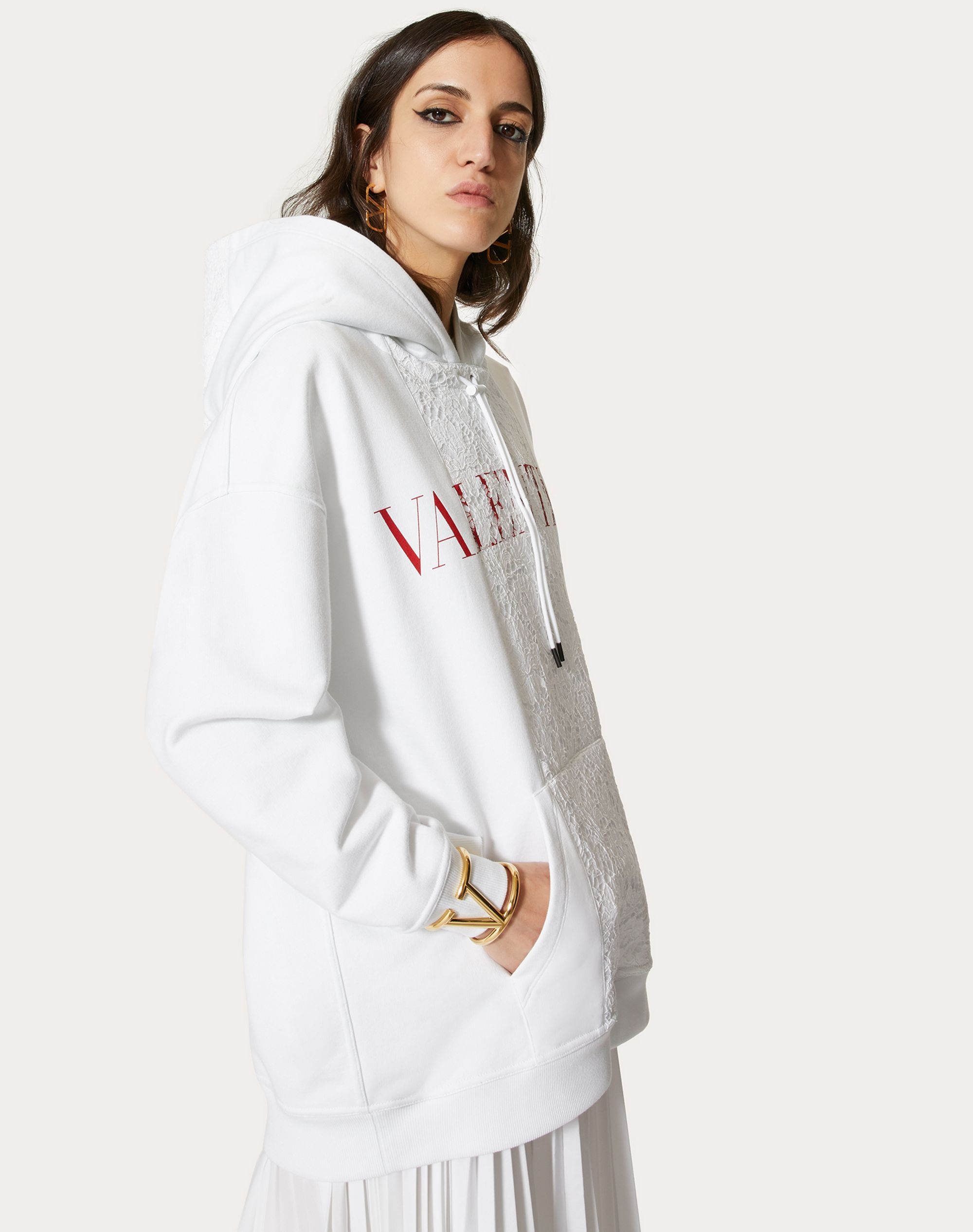 JERSEY AND HEAVY LACE SWEATSHIRT - 5