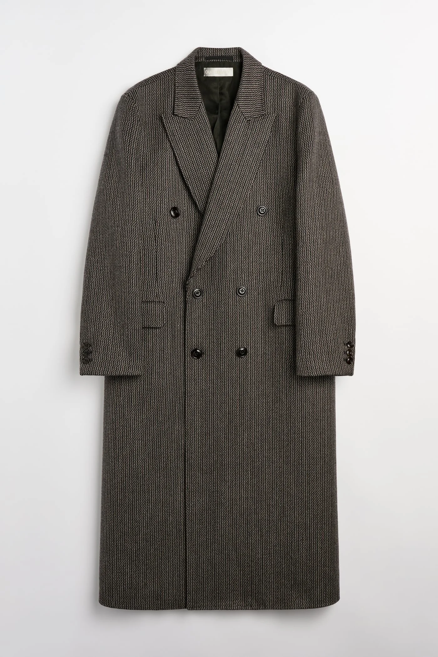 Extended Whale Coat Ledger Wool Broken Herringbone - 1