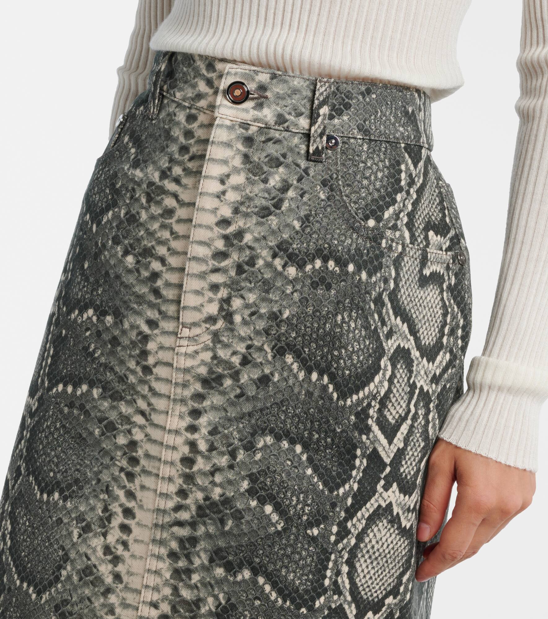 Adelaide snake-print cotton midi skirt - 4
