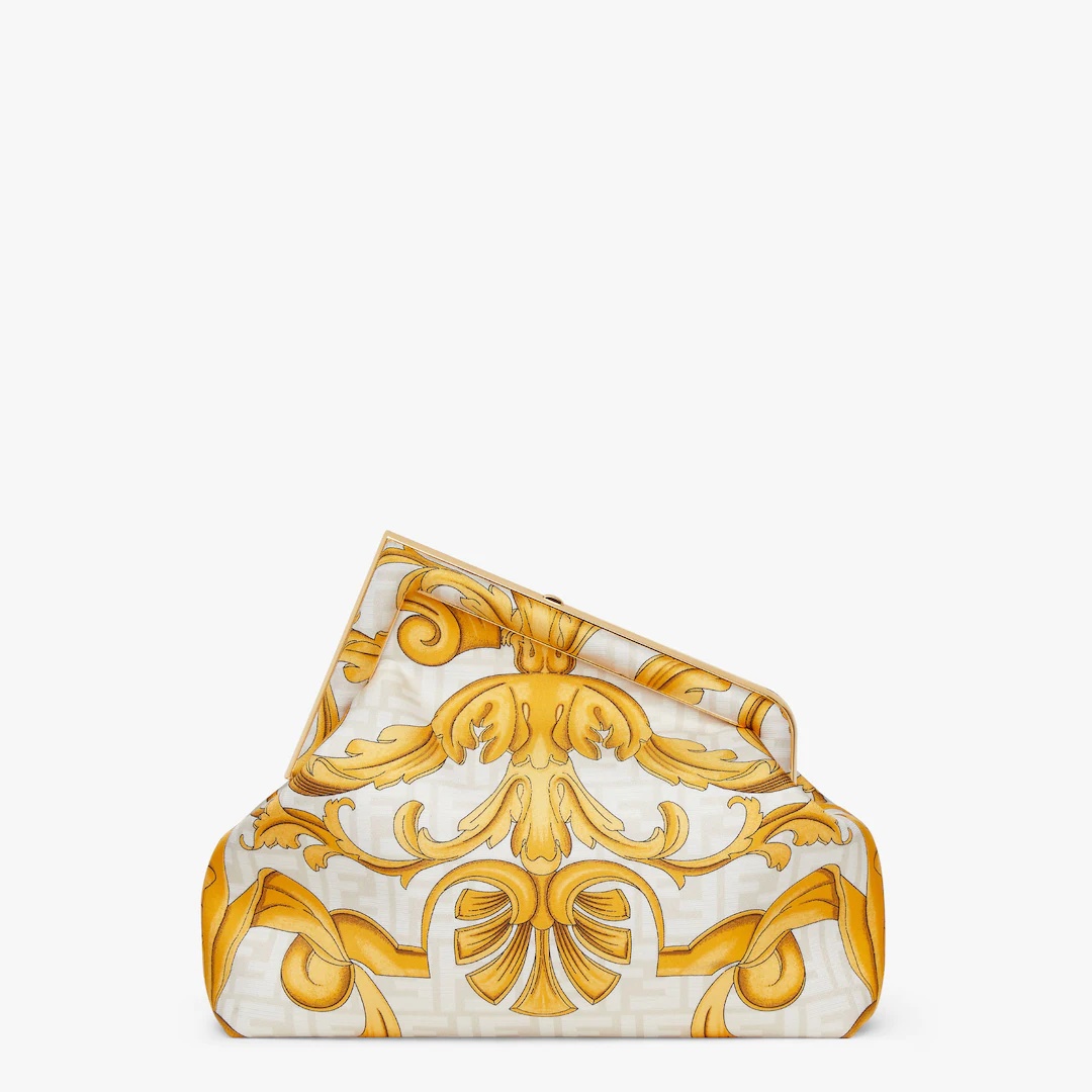 Fendace White printed silk  bag - 3