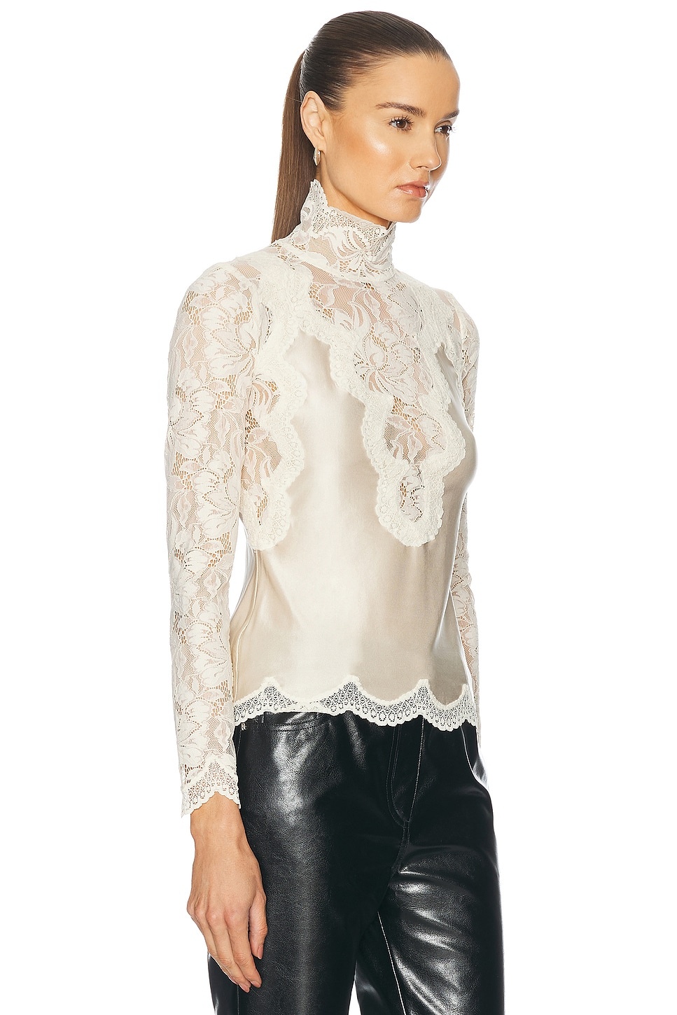 Lace Turtleneck Top - 2