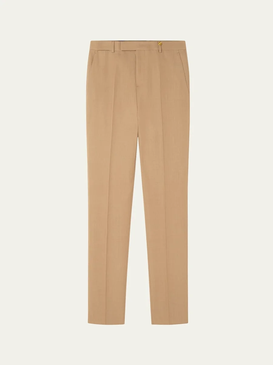 Men's Wool Melange Slim Flat-Front Trousers - 1