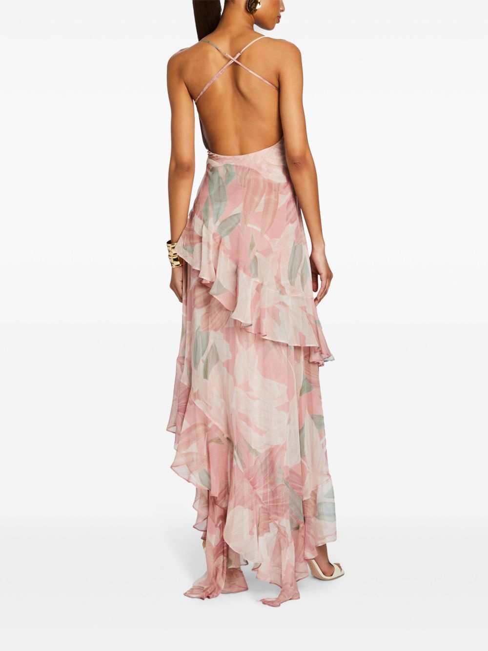 Samara floral-print ruffled silk dress - 5