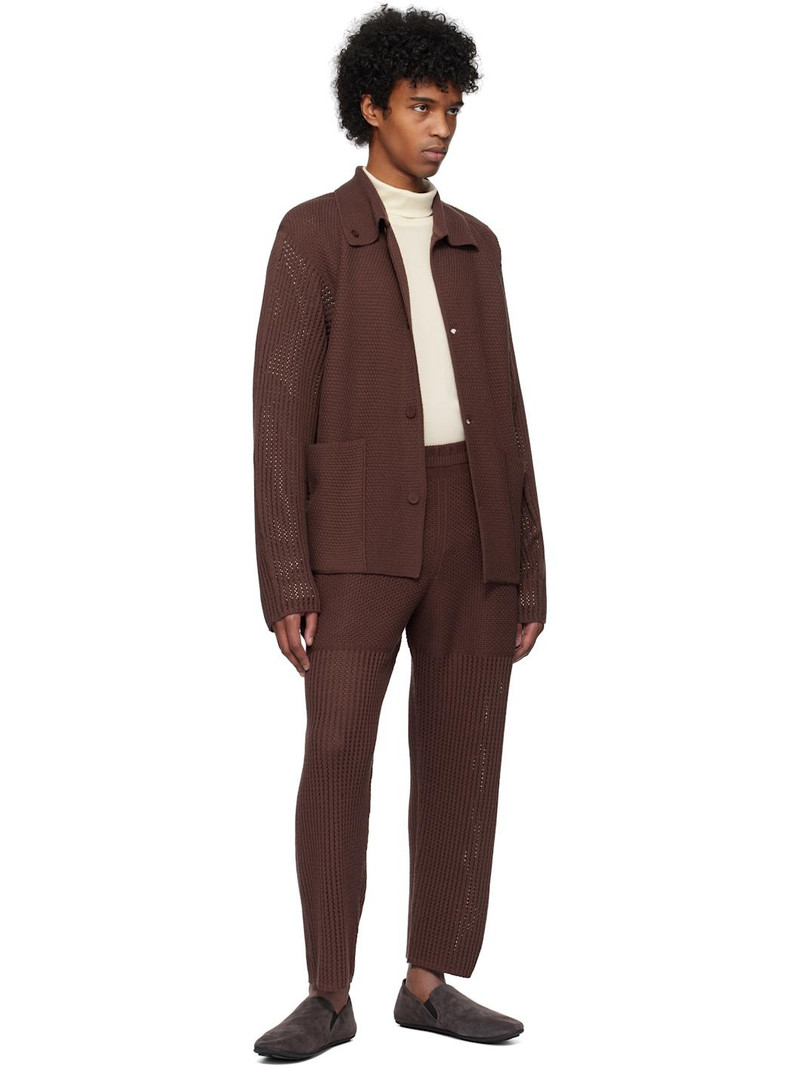 ISSEY MIYAKE Brown Rustic Knit Sweatpants outlook