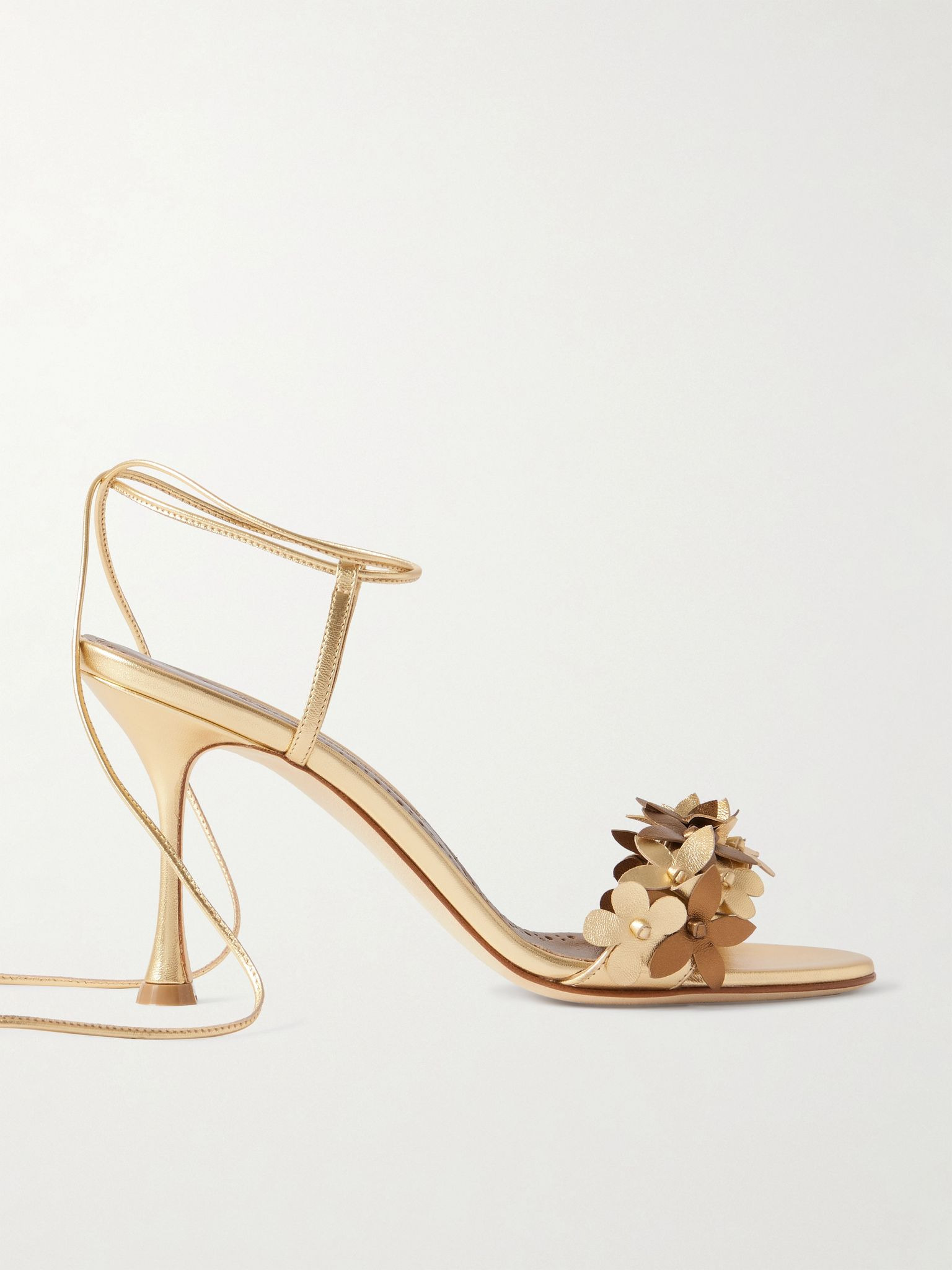 Anista 90 appliquéd metallic leather sandals Gold - 1