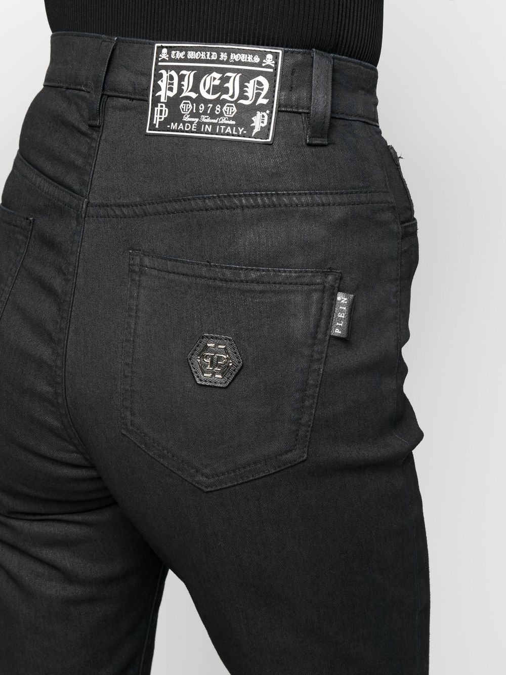 high-waisted denim leggings - 5