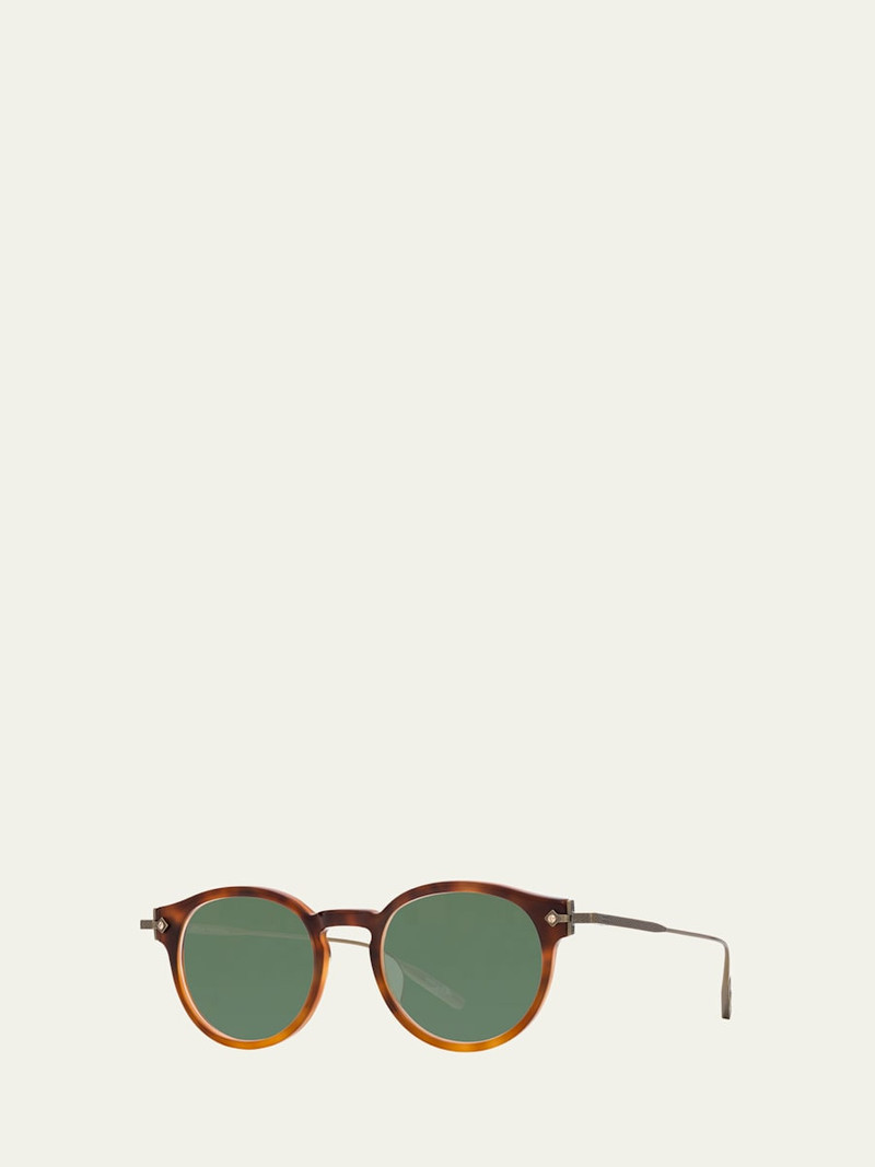 BARTON PERREIRA Men's Eugene Zyl and Titanium Round Sunglasses outlook