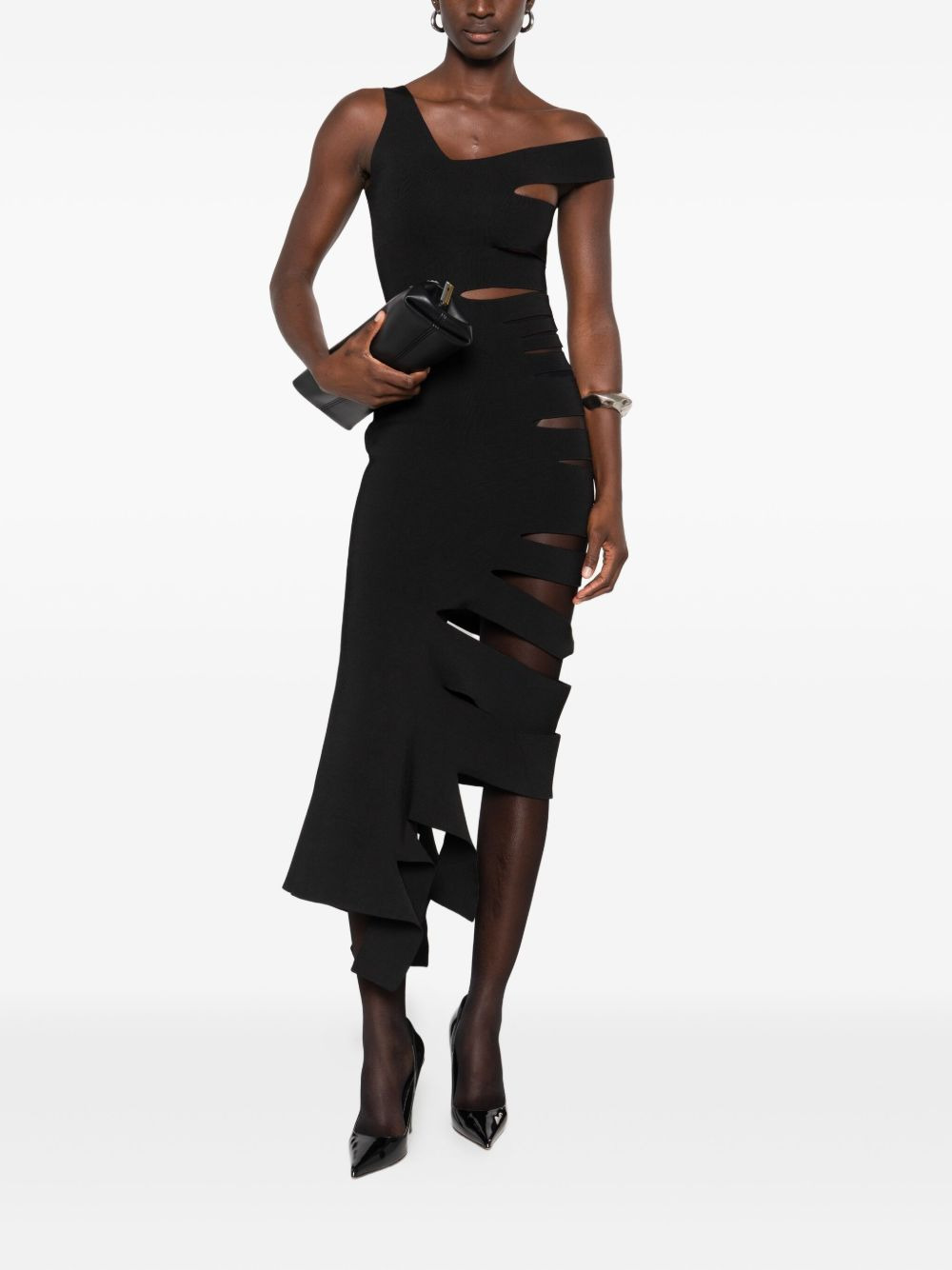 one-shoulder cut-out dress - 2