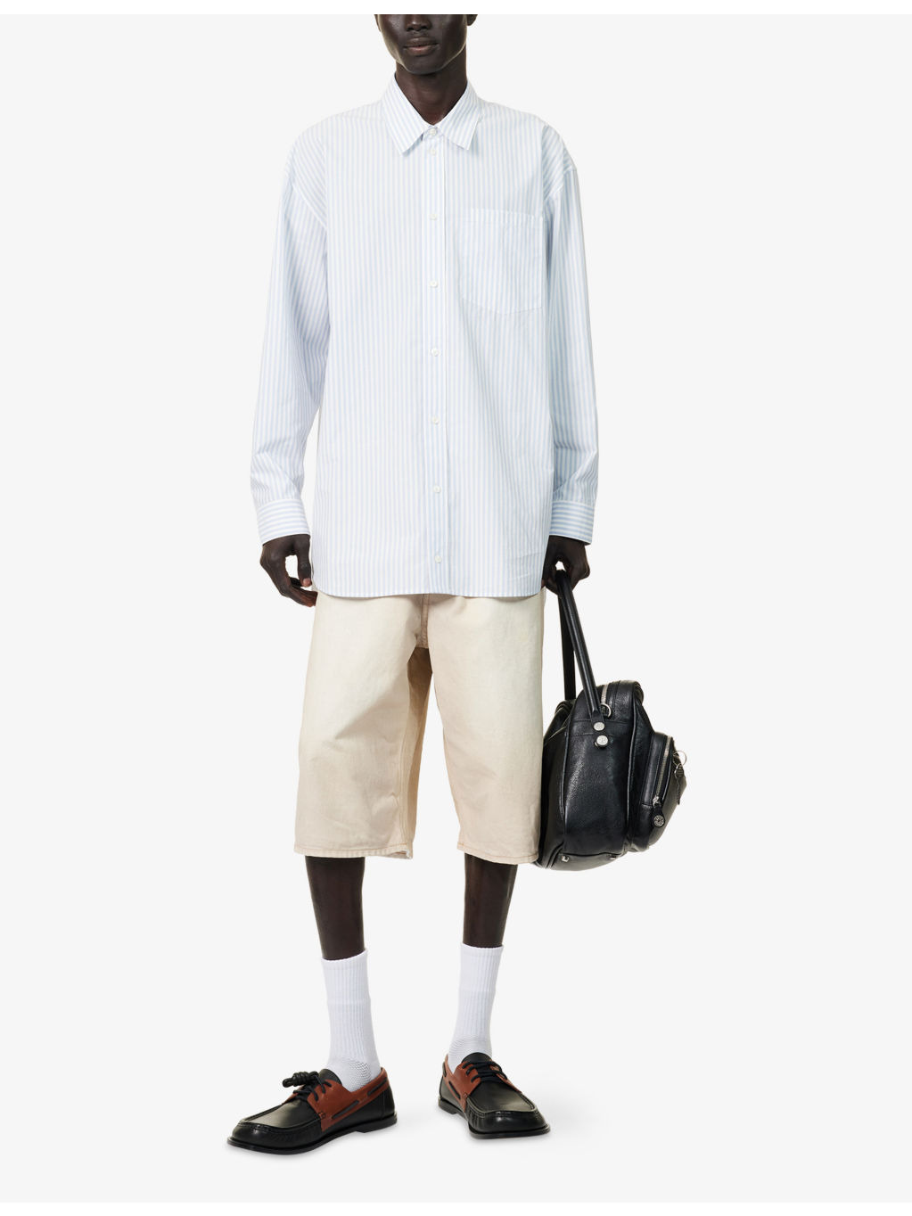 Striped Curved-Hem Cotton-Poplin Shirt - 2