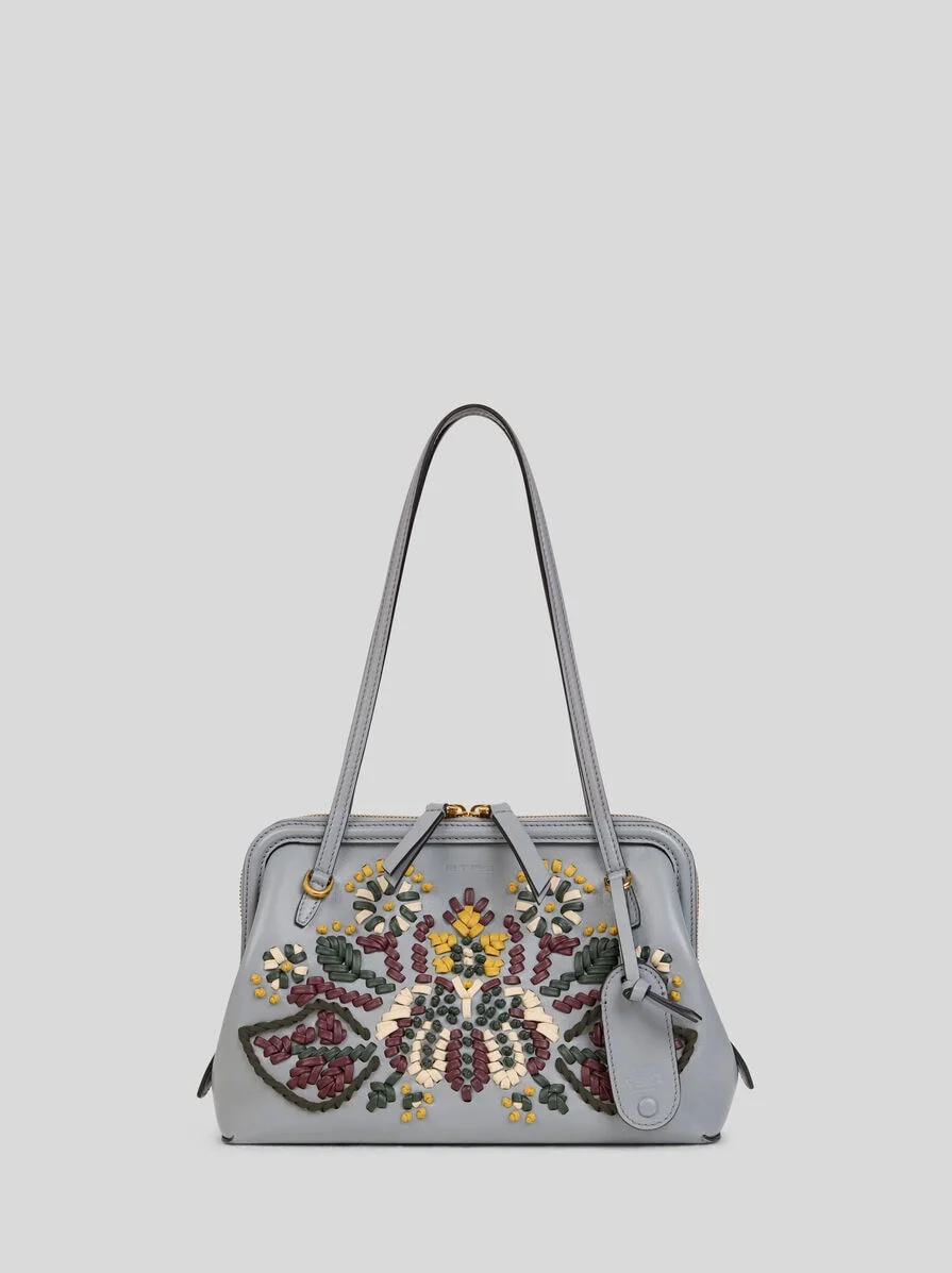 SMALL LEATHER DOC SHOULDER BAG WITH EMBROIDERY - 1