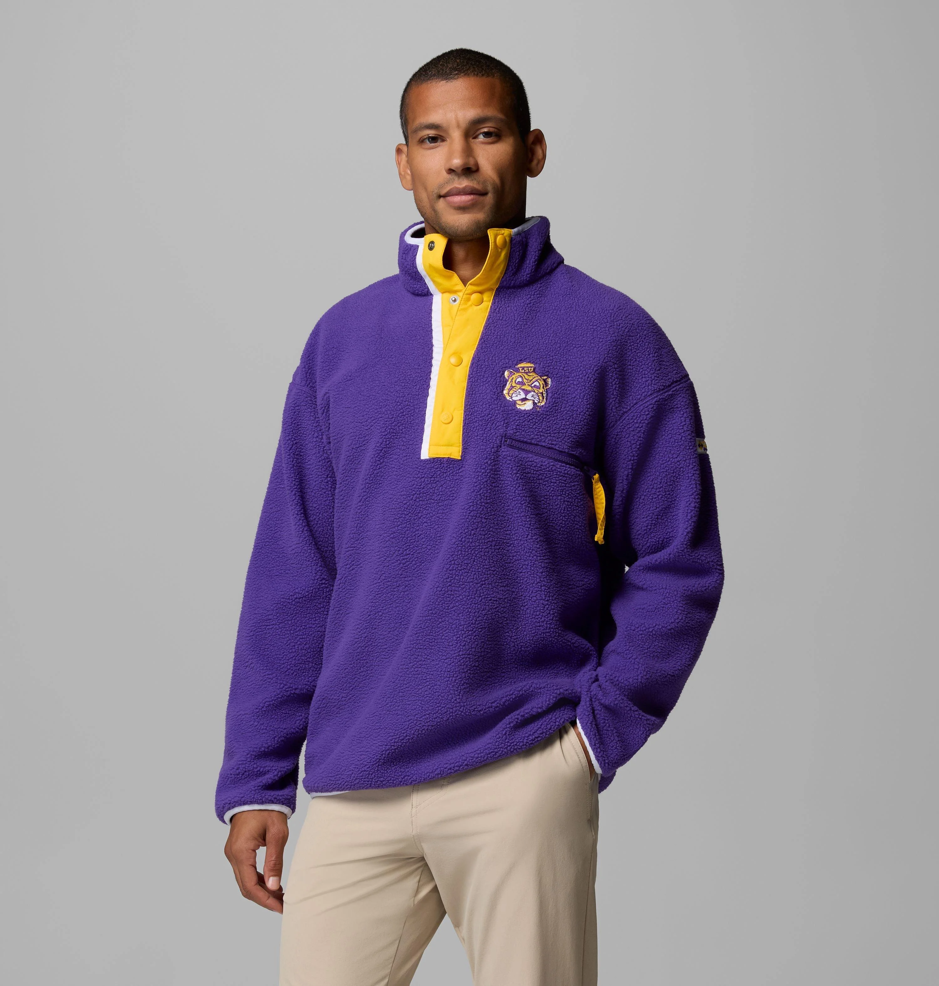 Men's Collegiate Helvetia Half Snap Fleece - LSU - 1