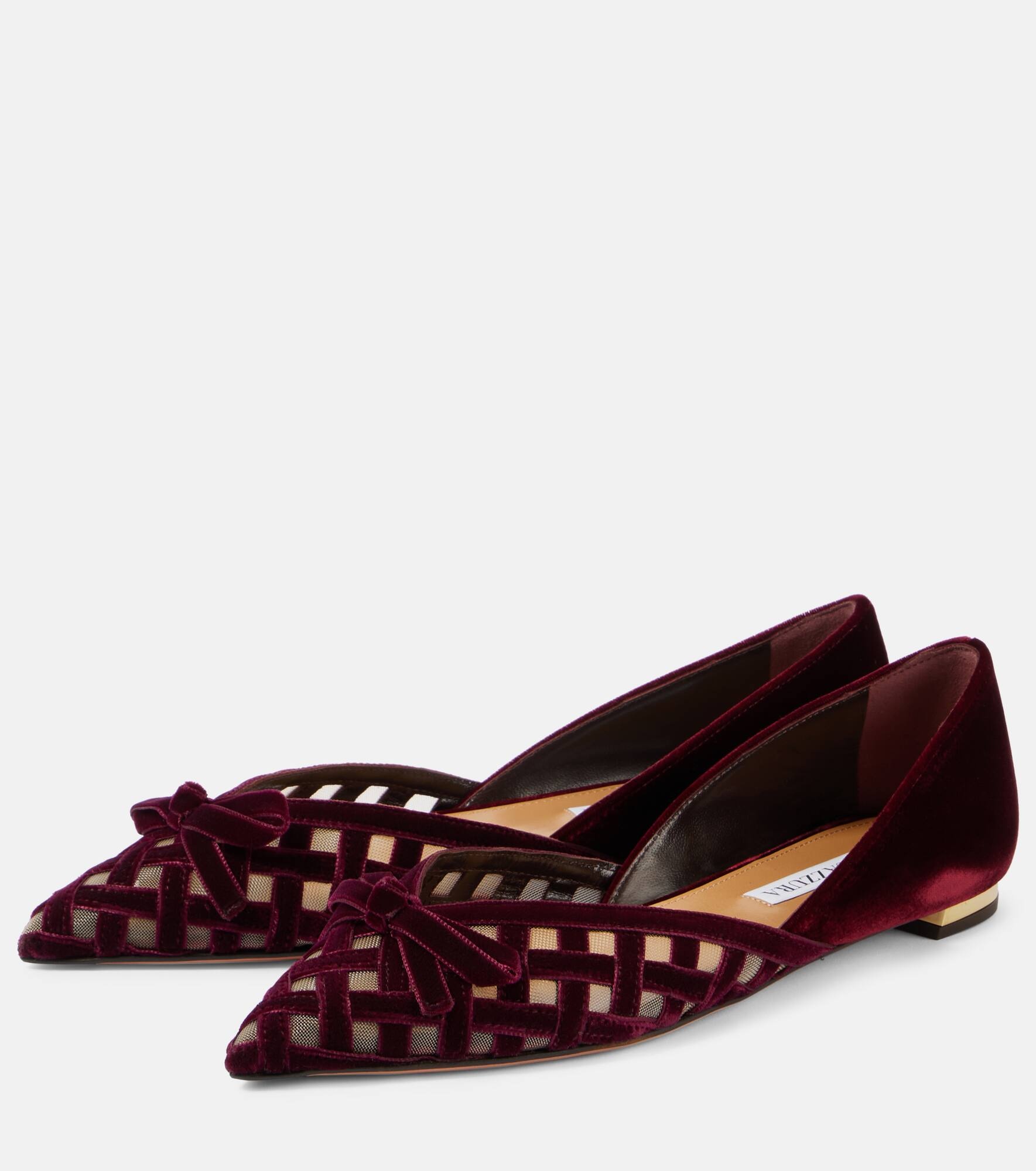 Romance D'Orsay velvet and mesh flats - 4