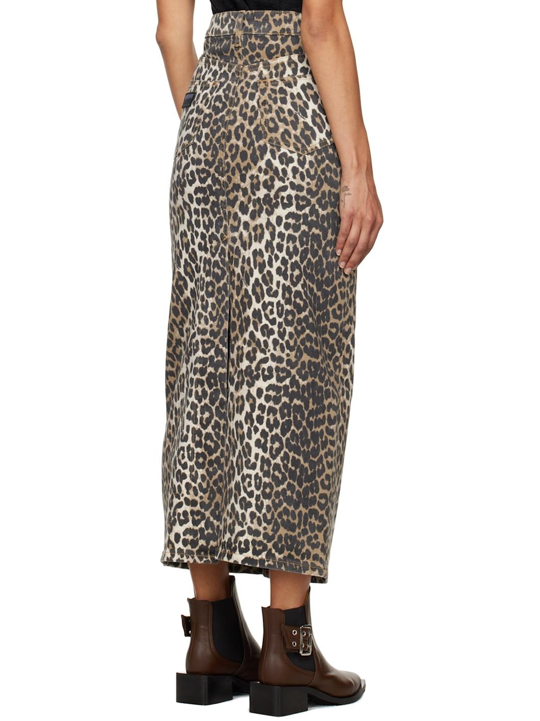 Black & Brown Slit Denim Maxi Skirt - 3