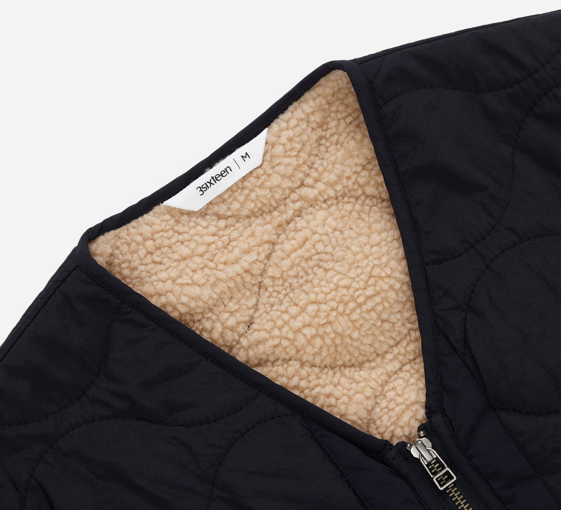 Zip Liner Jacket - Black Nylon/Sherpa - 3