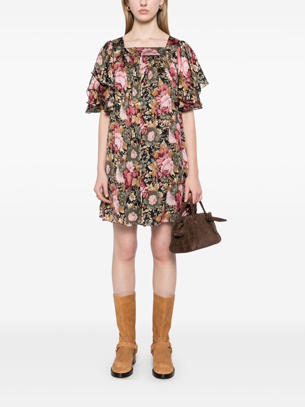 floral-print mini dress - 2