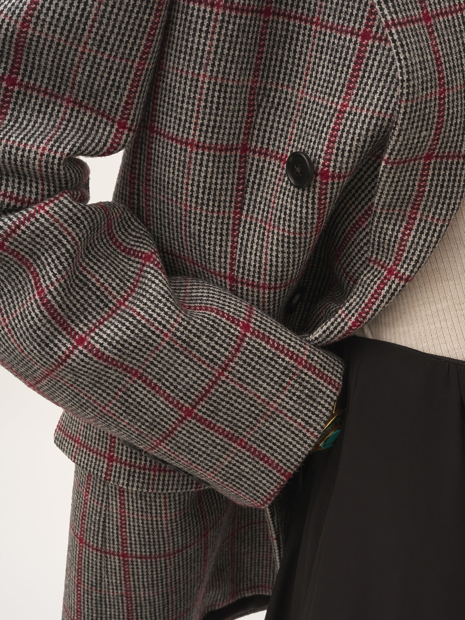 DOUBLE-BREASTED TAILORED JACKET IN WOOL CHECK - 8