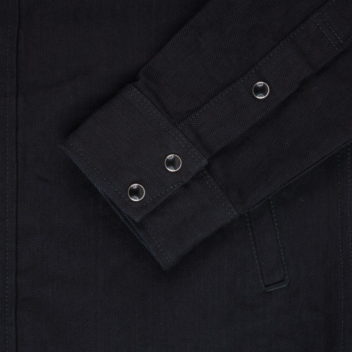 IHSH-410-BLK 14oz Herringbone CPO Western Shirt Black - 4