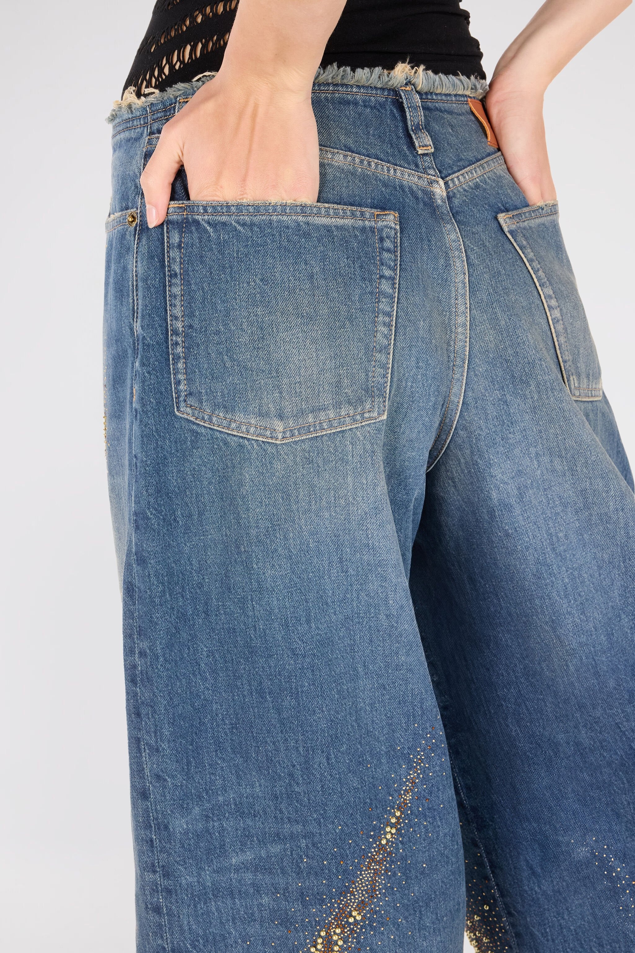 Jeans With Rhinestoned Zebra Pattern - 6