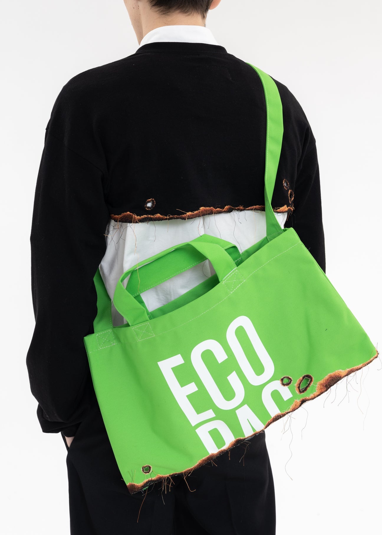 doublet Green BURNING EMBROIDERY ECO BAG | REVERSIBLE