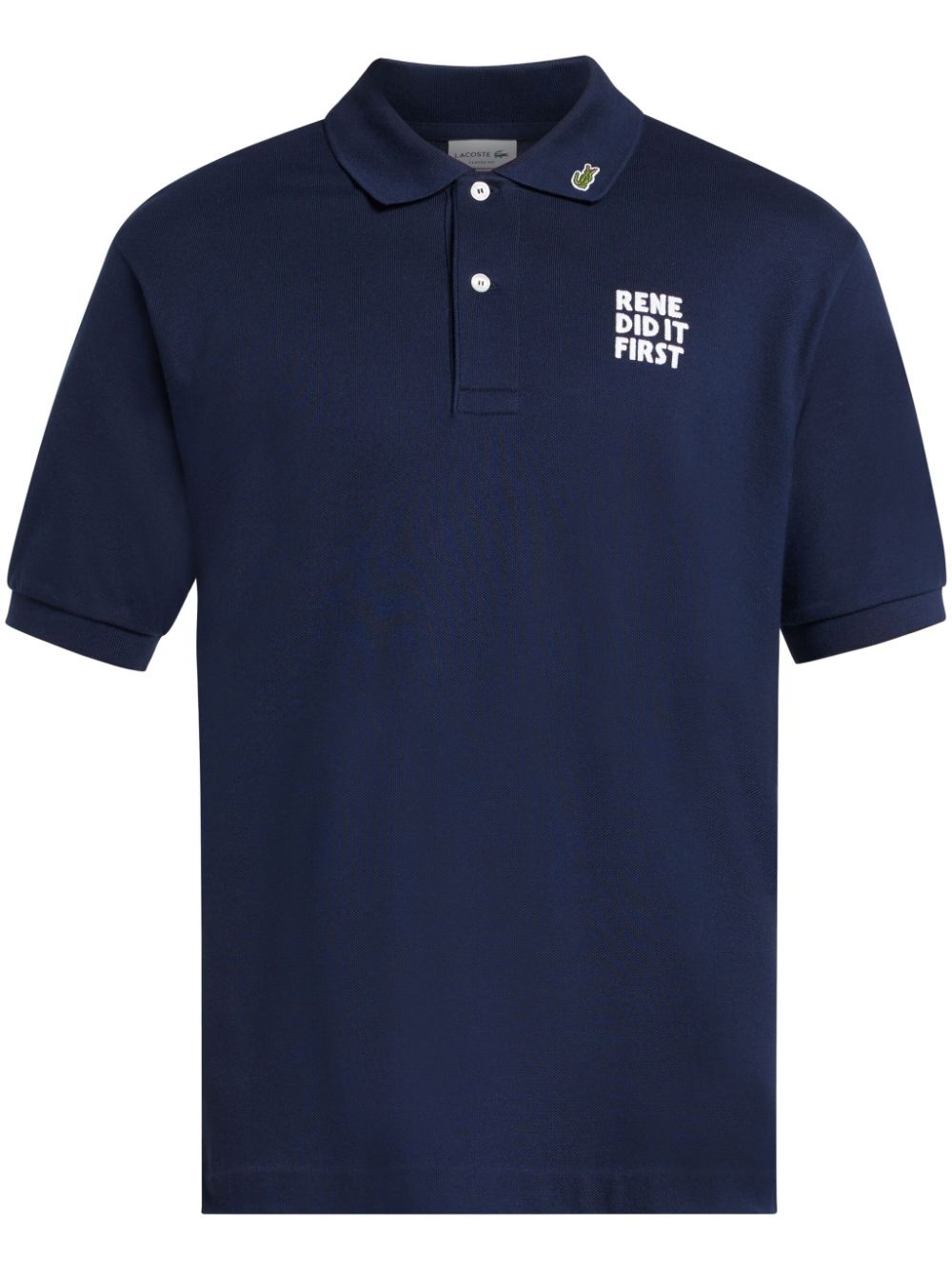 slogan-embroidered polo shirt - 1