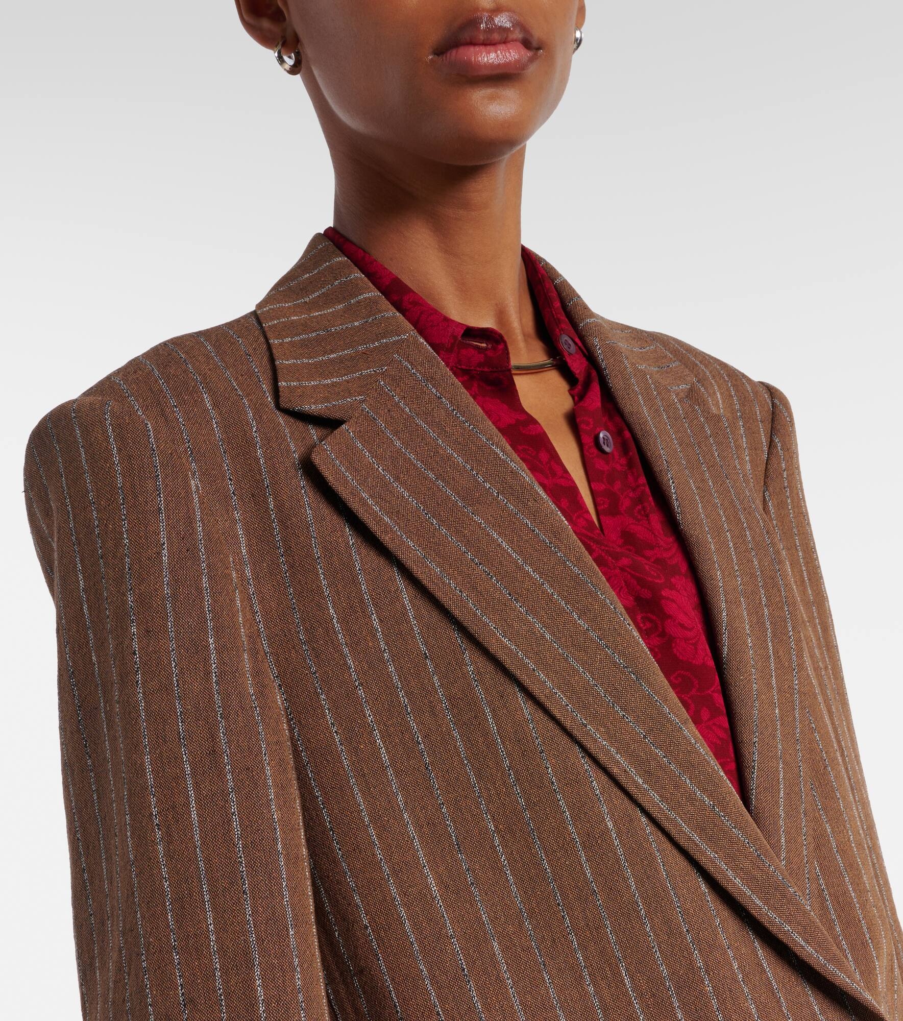 Striped linen-blend blazer - 4