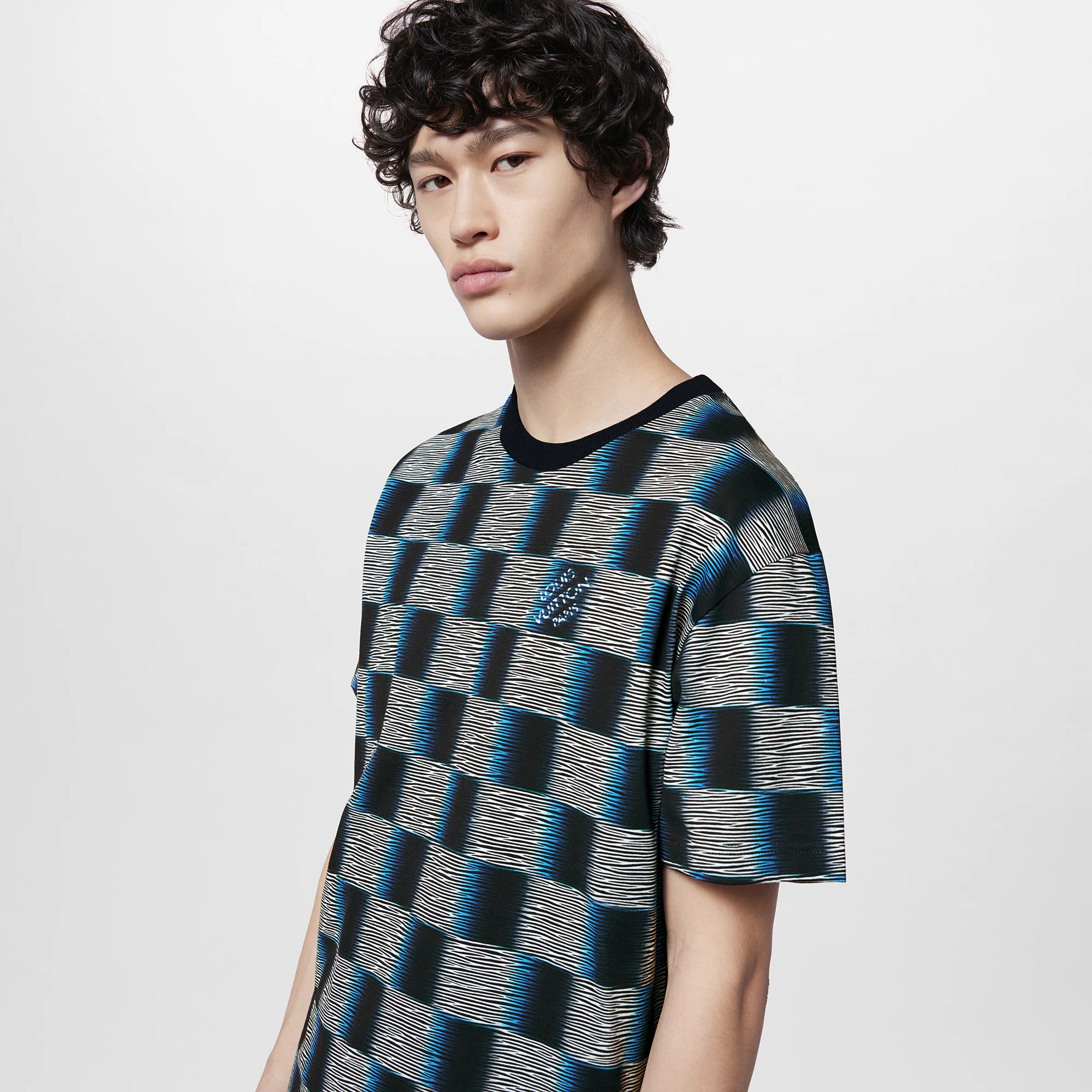 Damier Short-Sleeved Cotton T-Shirt - 5