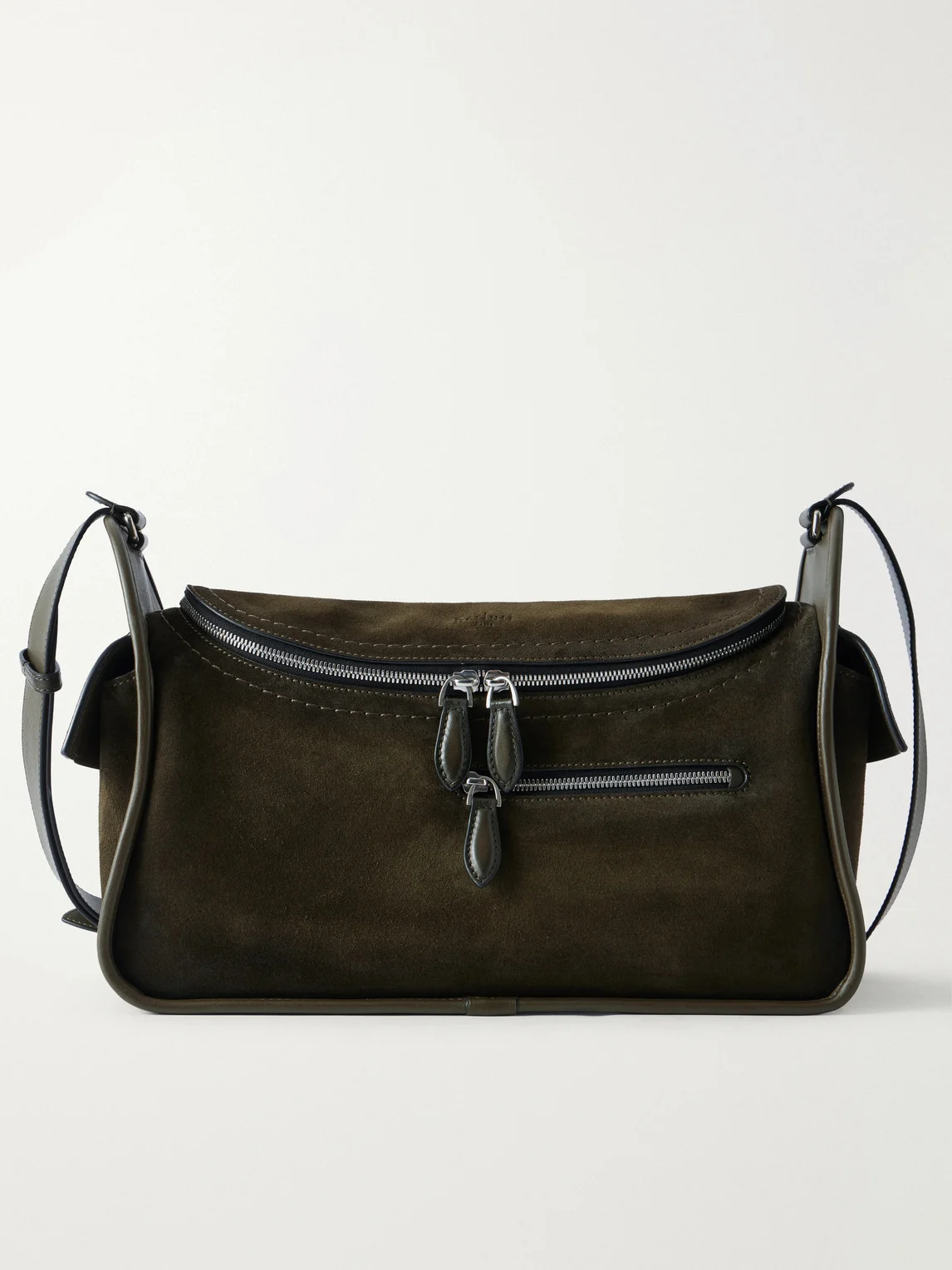 Périple Barrel Leather-Trimmed Suede Messenger Bag - 1