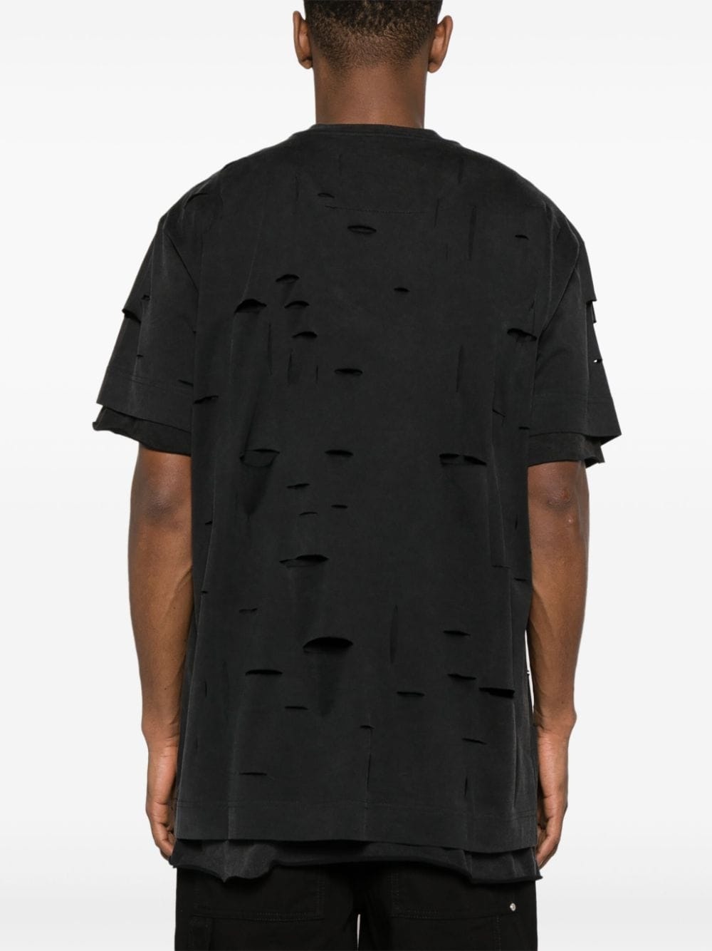 logo-print ripped T-shirt - 4