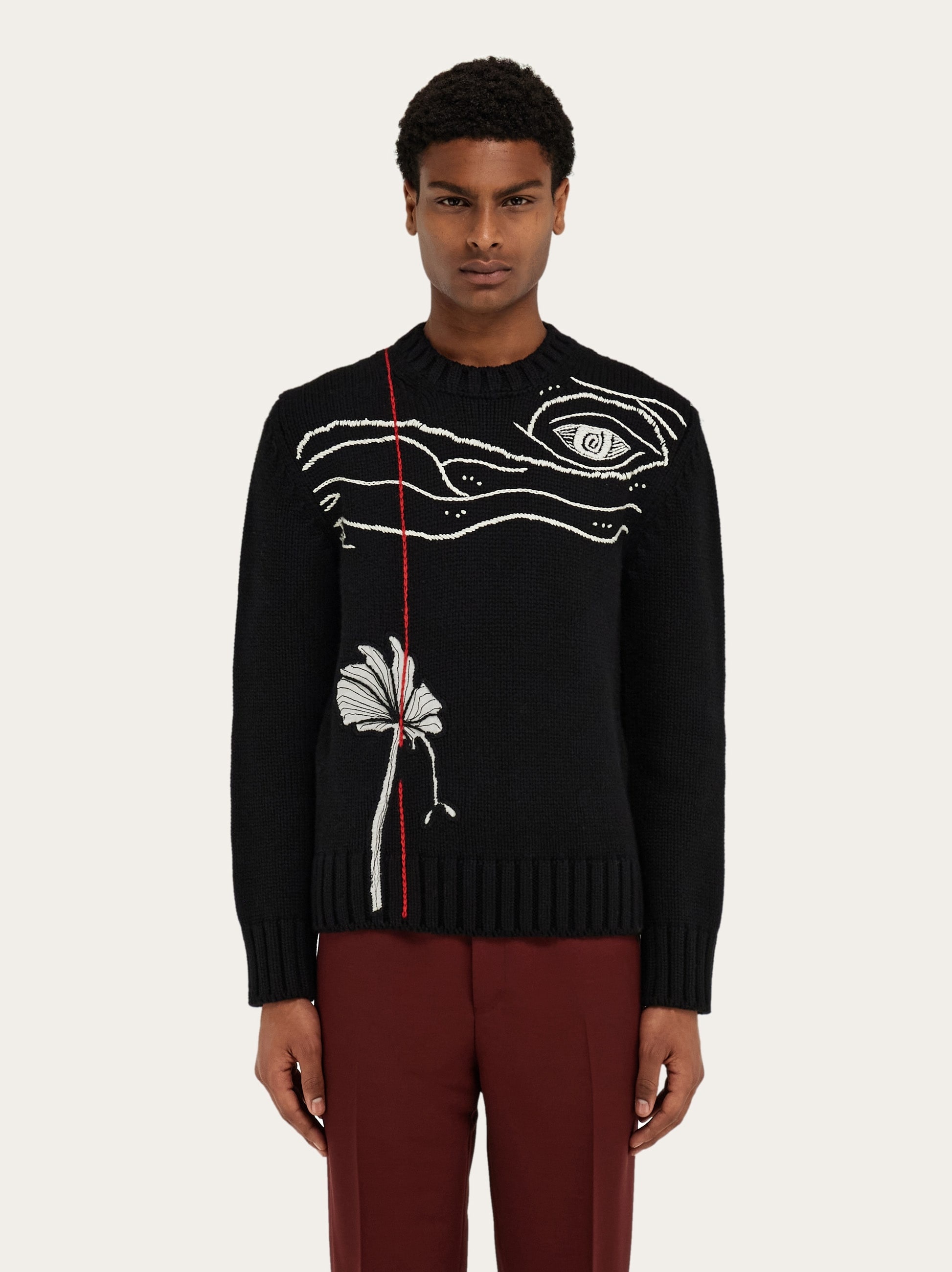 Embroidered crew neck sweater - 2