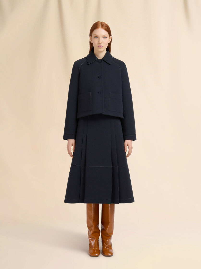 BLACK JERSEY JACKET WITH POCKETS - 2