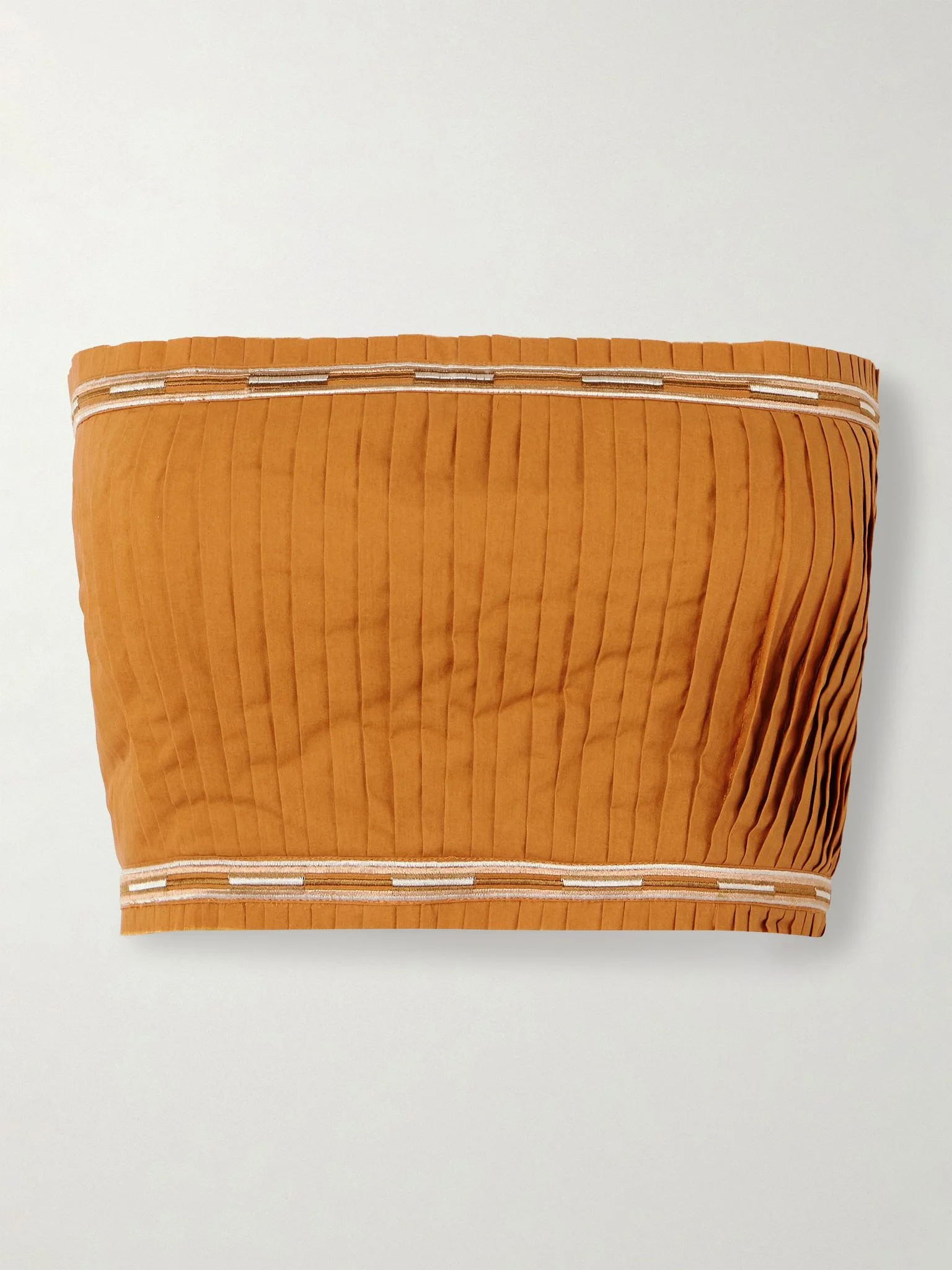 Flavia strapless cropped embroidered cotton top Orange - 1