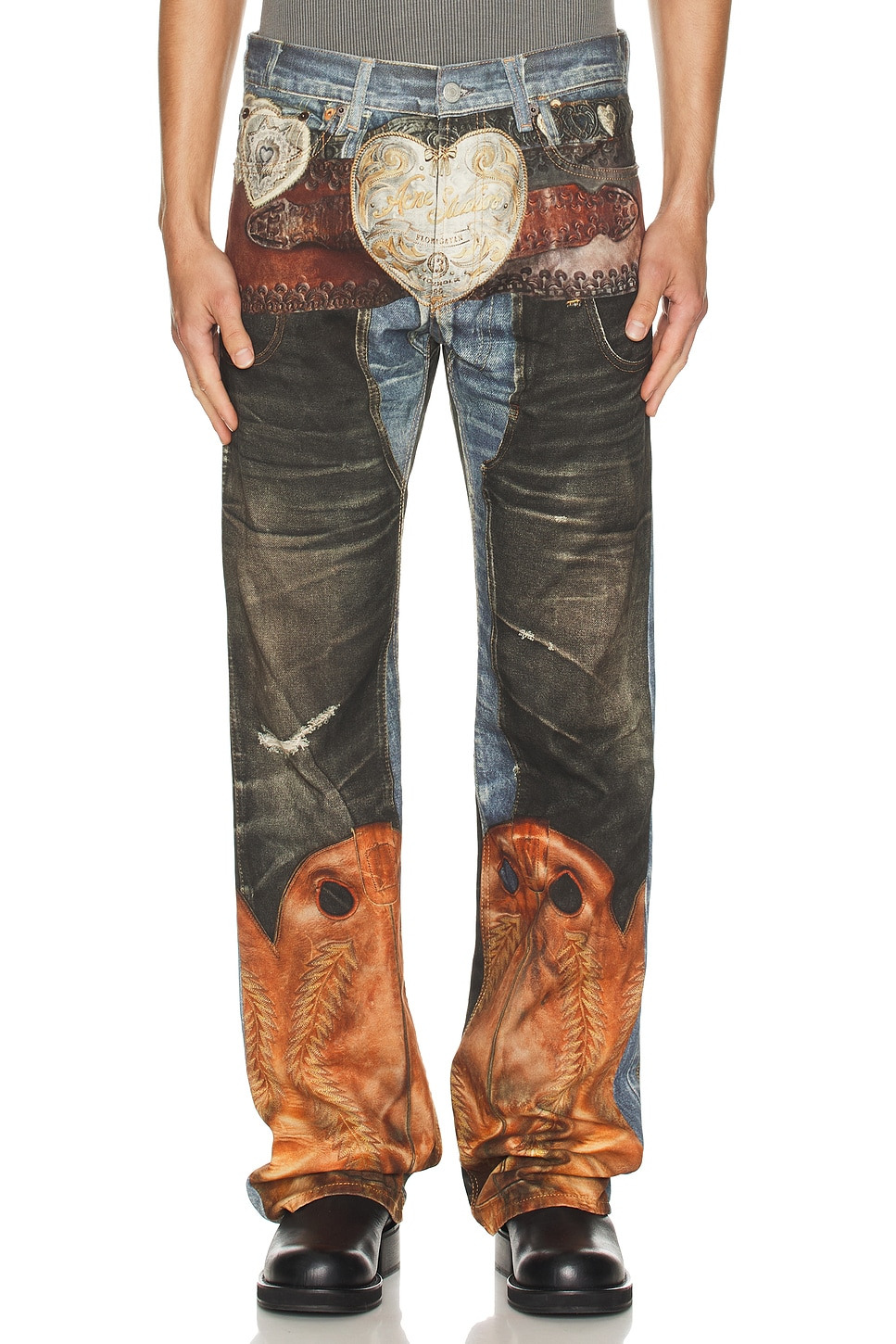 2010m Heart Buckle Belt Jean - 3