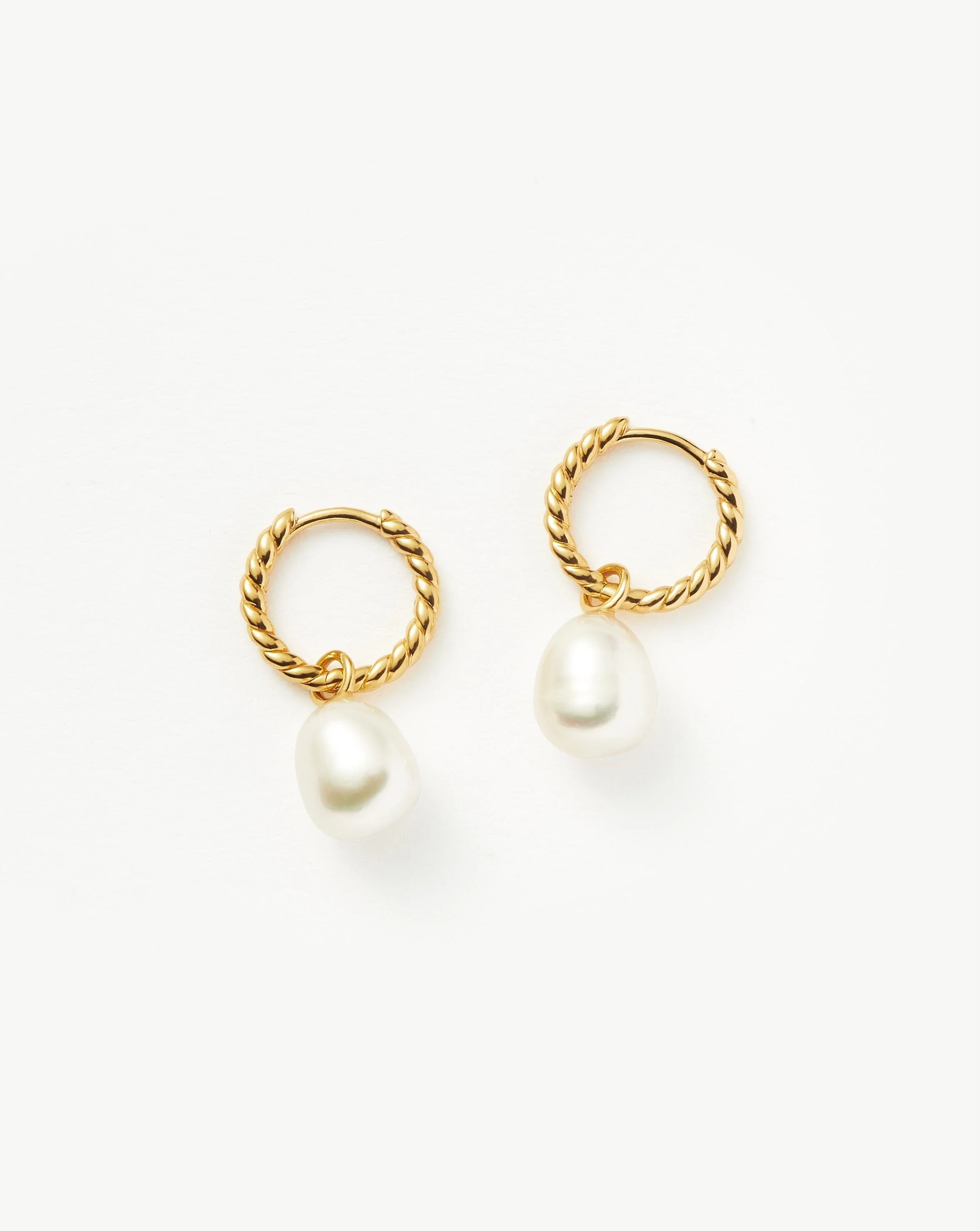 Pearl Twisted Small Drop Hoop Earrings - 1