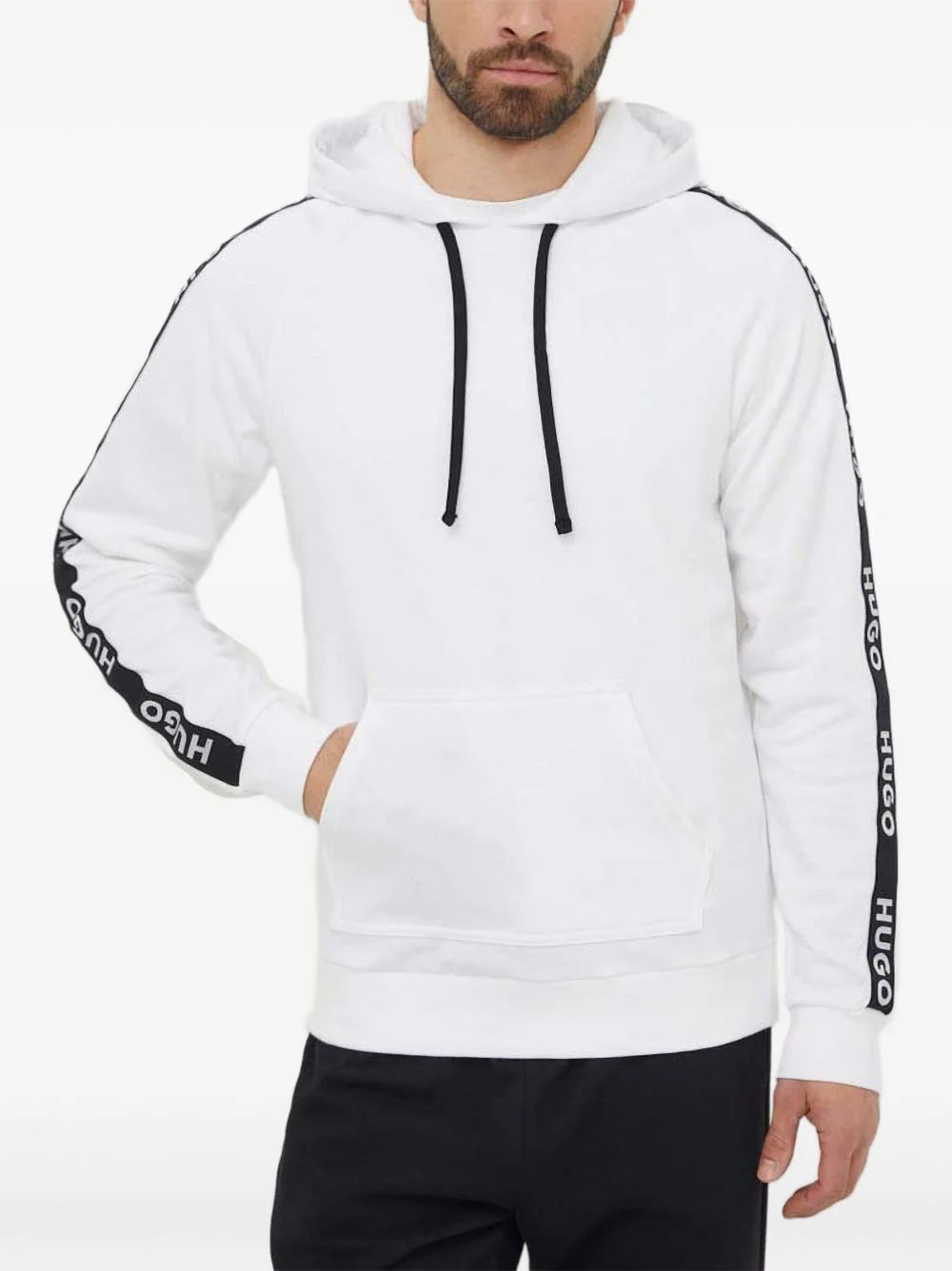 logo-tape hooded sweatshirt - 1