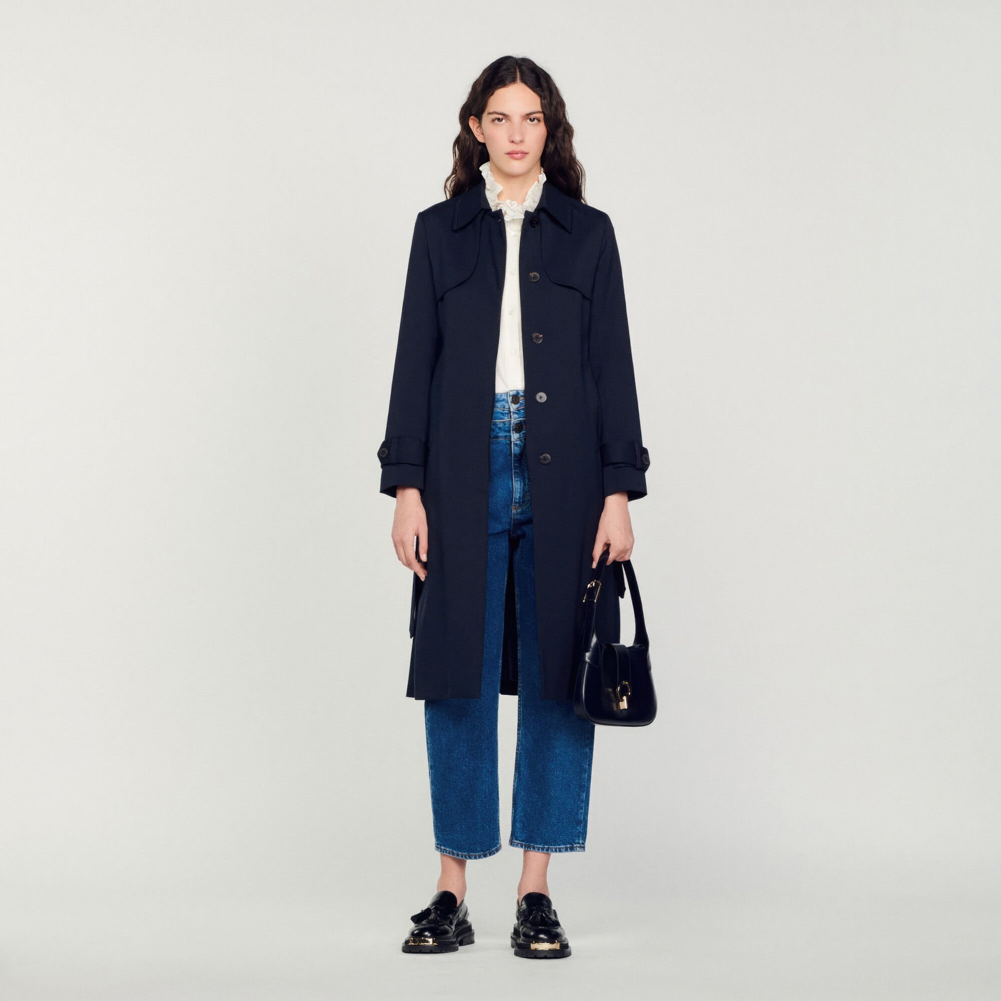 TRENCH COAT WITH PLEATED INSET - 2