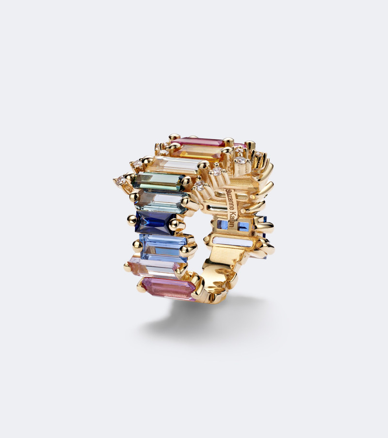 18kt gold ring with sapphires and diamonds 4