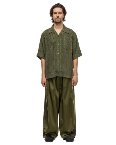 NEEDLES S/S Cowboy One-Up Shirt - R/AC/PE Abstract Stripe Jq. Green outlook