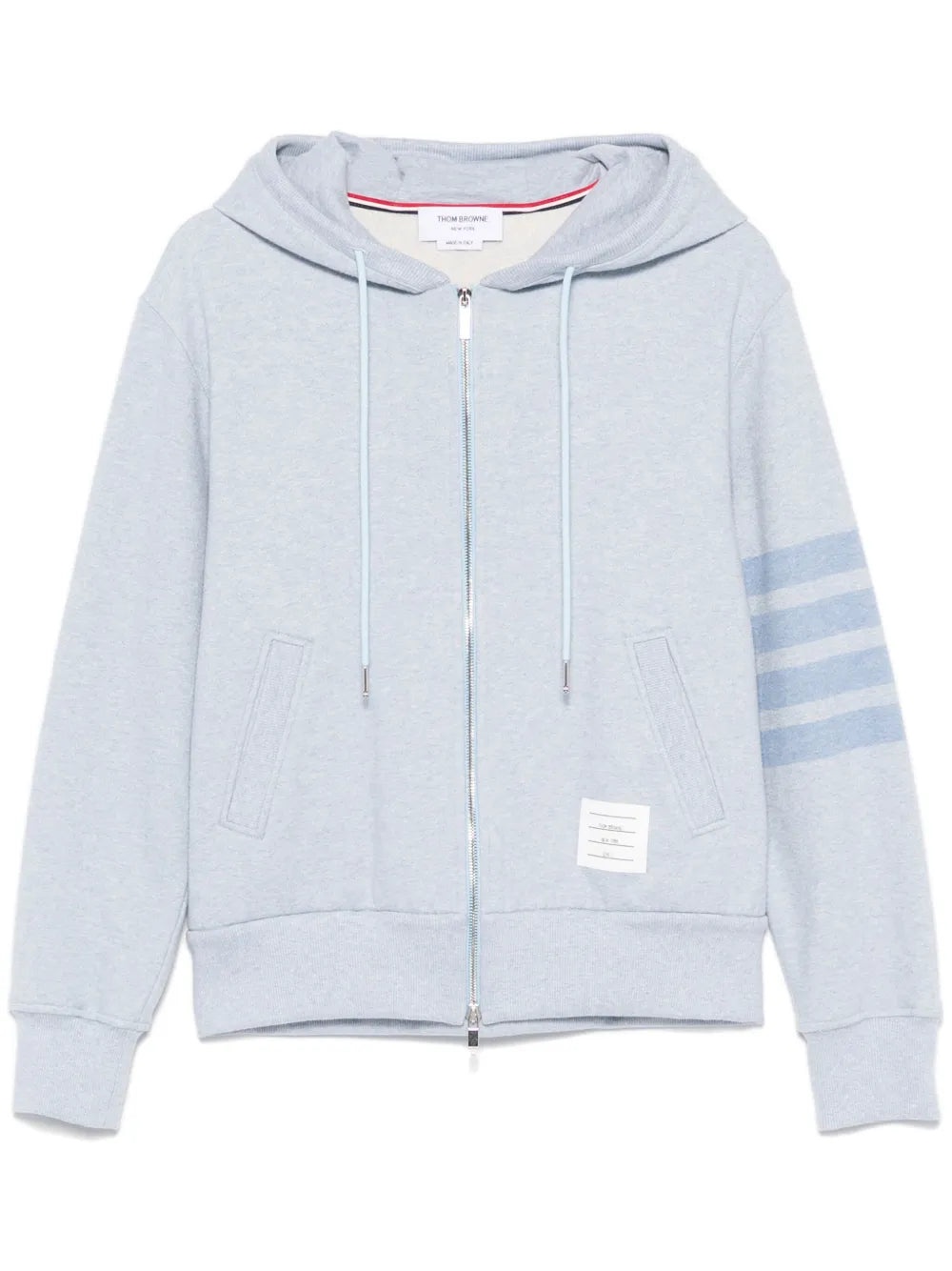 THOM BROWNE - Men Melange Brushed Loopback Zip Up Hoodie - 5